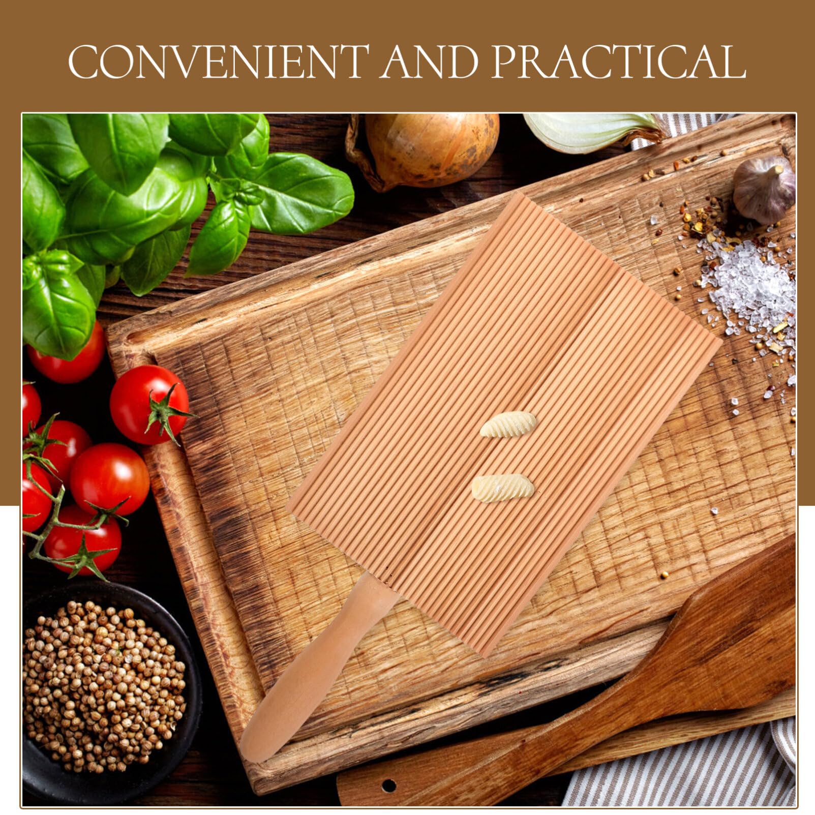 Operitacx Wooden Gnocchi Board Butter Paddles Pasta Board Gnocchi Maker Board Spaghetti Macaroni Pasta Board for Home Kitchen Khaki
