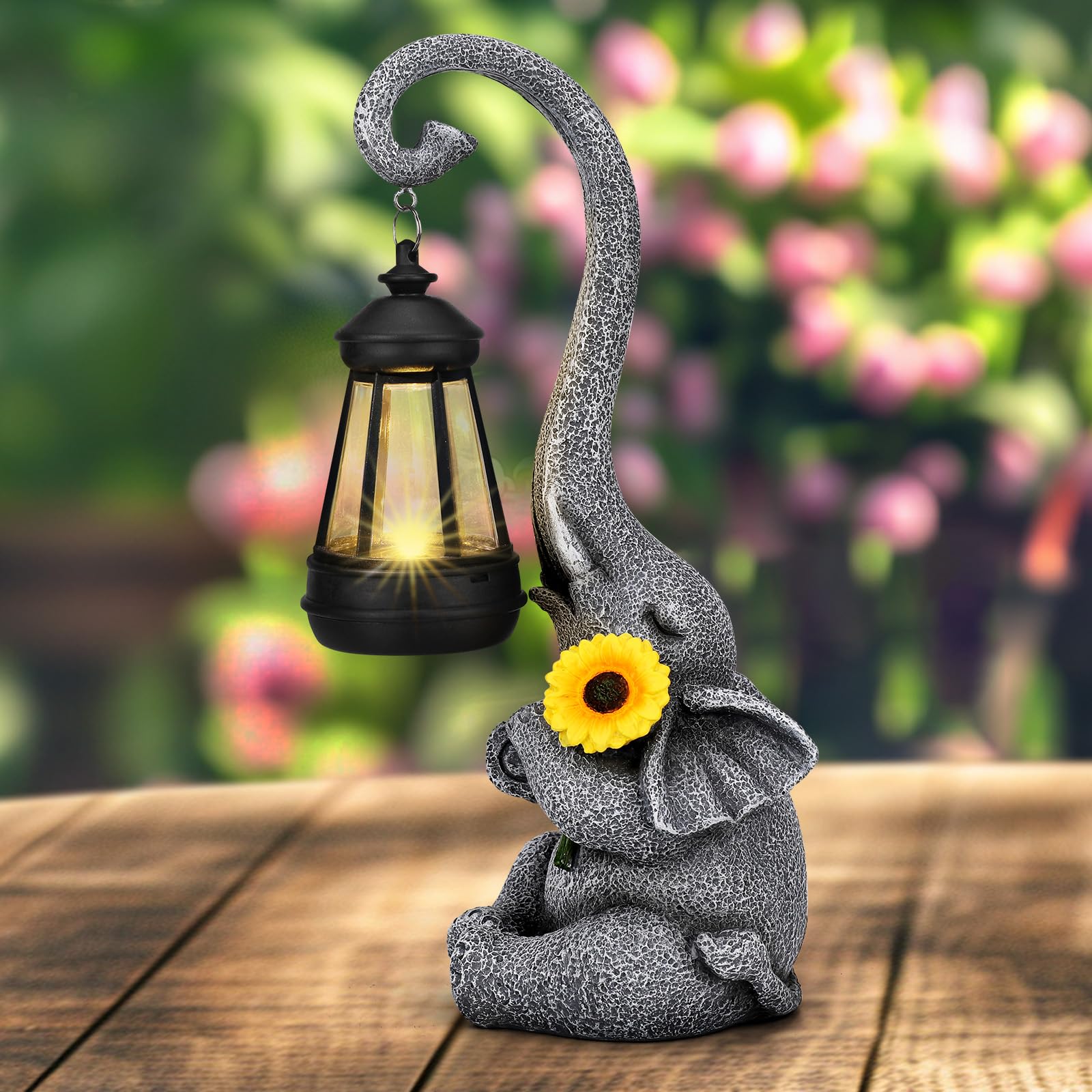 Eletorot Elephant Gifts for Women Nanny Gardening Gift for Grandma Nana Wife Mum Friend, Garden Ornaments Outdoor Sunflower Sunshine Statue Decorations, Birthday, Easter, Christmas, Mothers Day