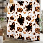 Halloween Night Shower Curtain Spooky Bats Full Moon Scary Forest Withered Tree Bathroom Curtain Home Decora Waterproof Fabric Bath Curtains with Hooks 72x72 inch
