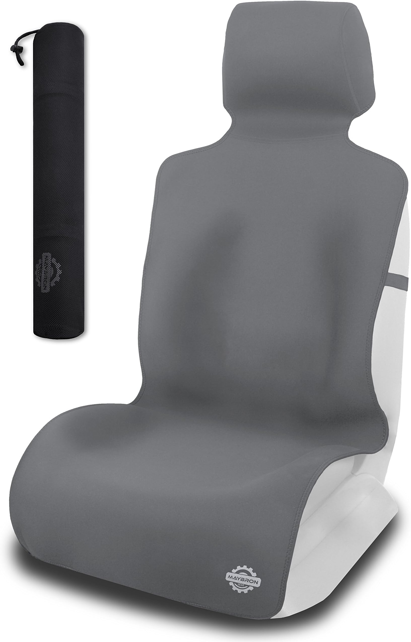 Premium Waterproof Car Seat Cover, Neoprene Vehicle Seat Protector, Universal Non-Slip Fit, Best Protection for Sports, Gym, Yoga, Beach, Workouts, Fitness, Running, Dirt, Trucks (Gray)