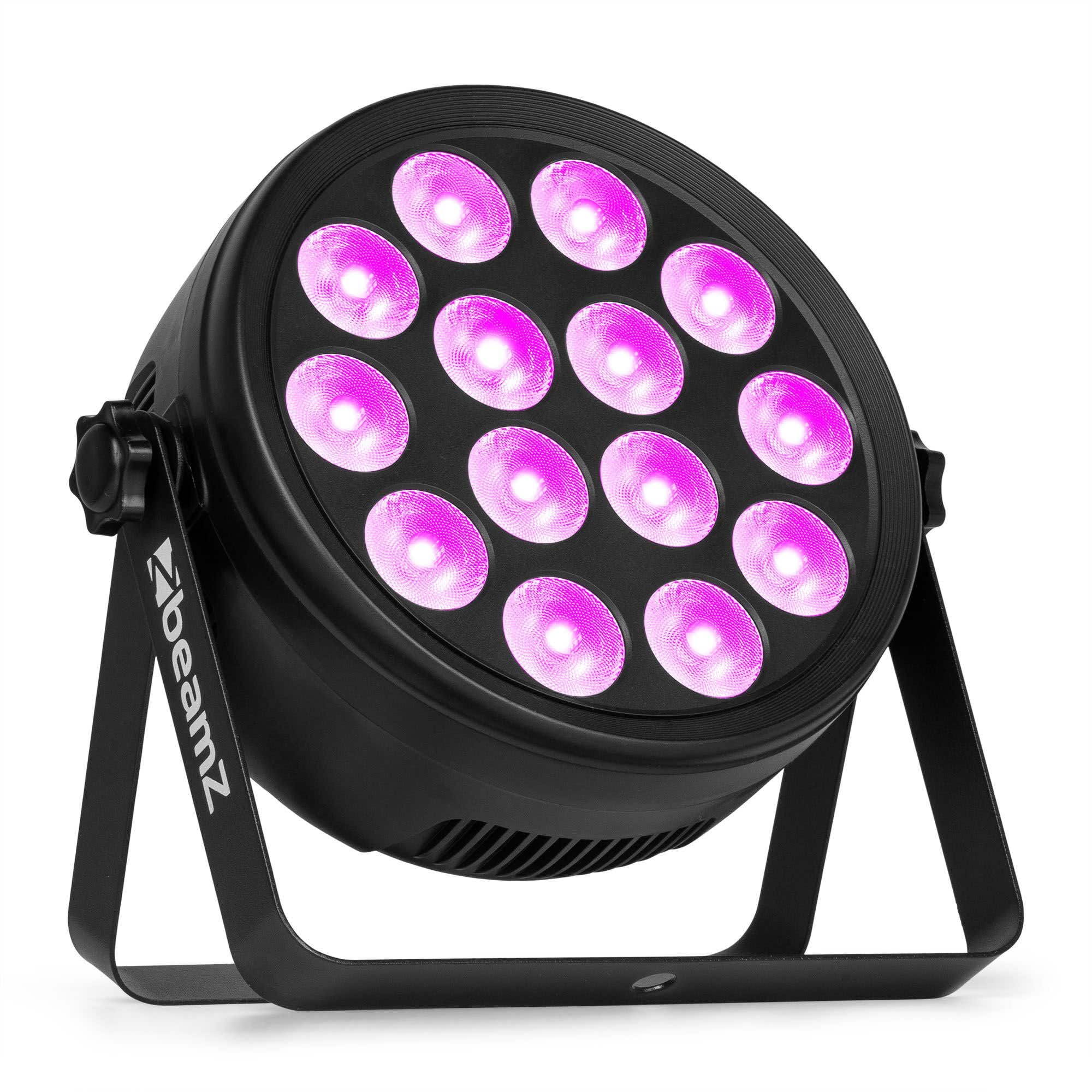 Beamz Black Bcc145 Flat Par Can Led Wash Light, 14X 4W Rgbw Stage Lighting, Dmx & Sound Activation, Venue Uplighting, Wall Washer Uplight, Dj Effect Led Par Can Light