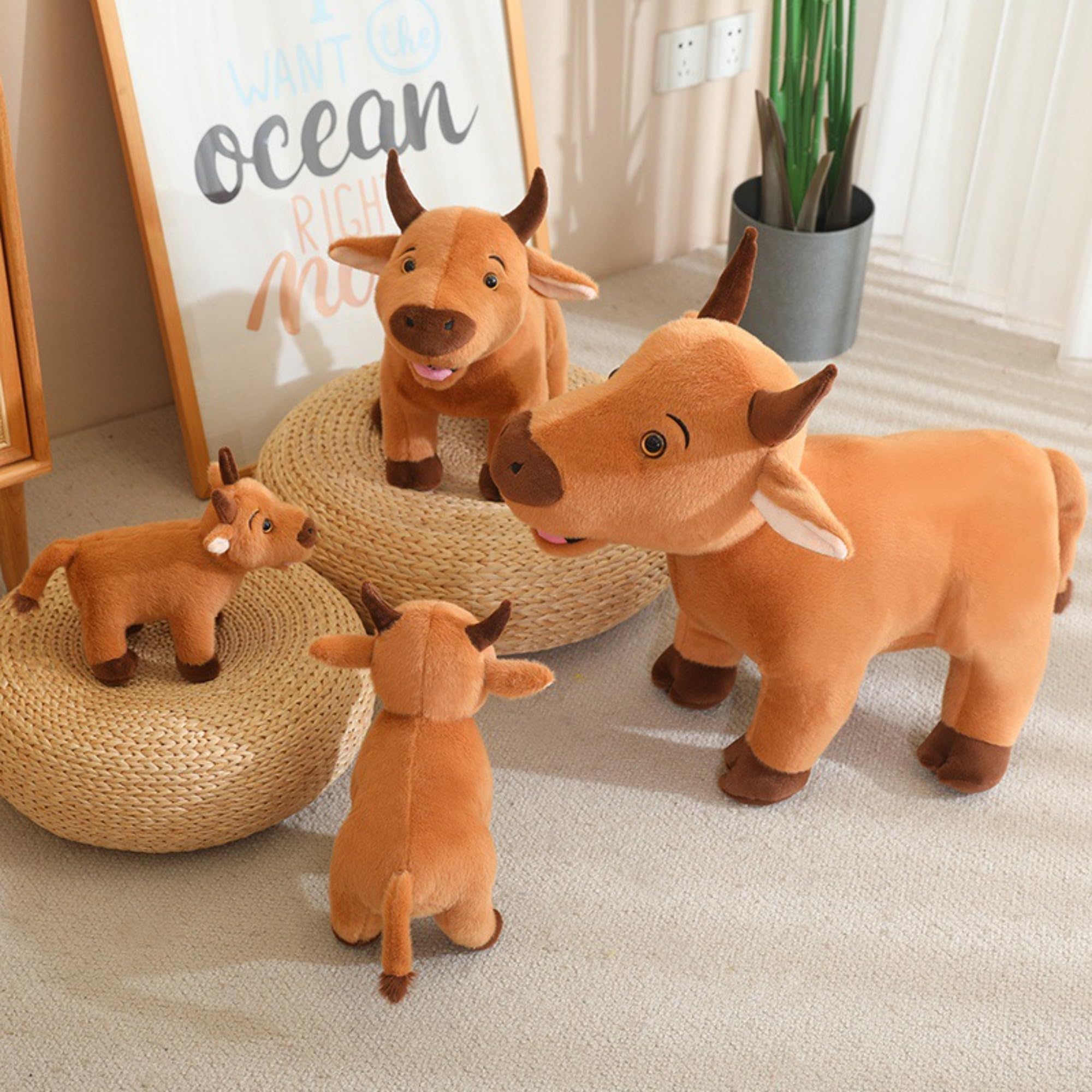 Kuh Kuscheltier, Simuliertes Kuh Plüschtier, Kuh Spielzeug, Kuh Deko, Stuffed Animals zum Spielen, Sammeln & Kuscheln für Jungen Mädchen (60CM)