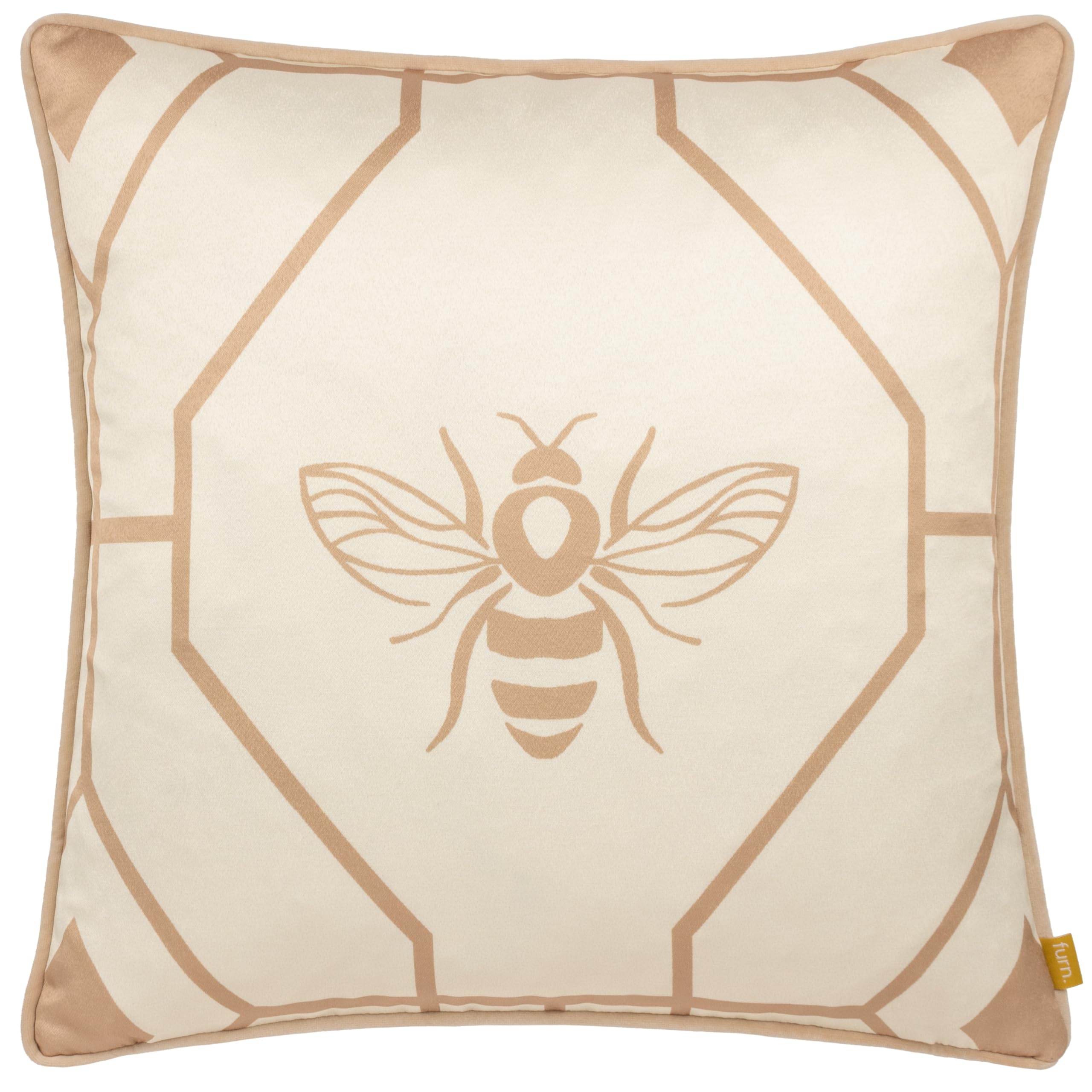 furn. Bee Deco Feather Filled Cushion,Champagne,43 x 43cm