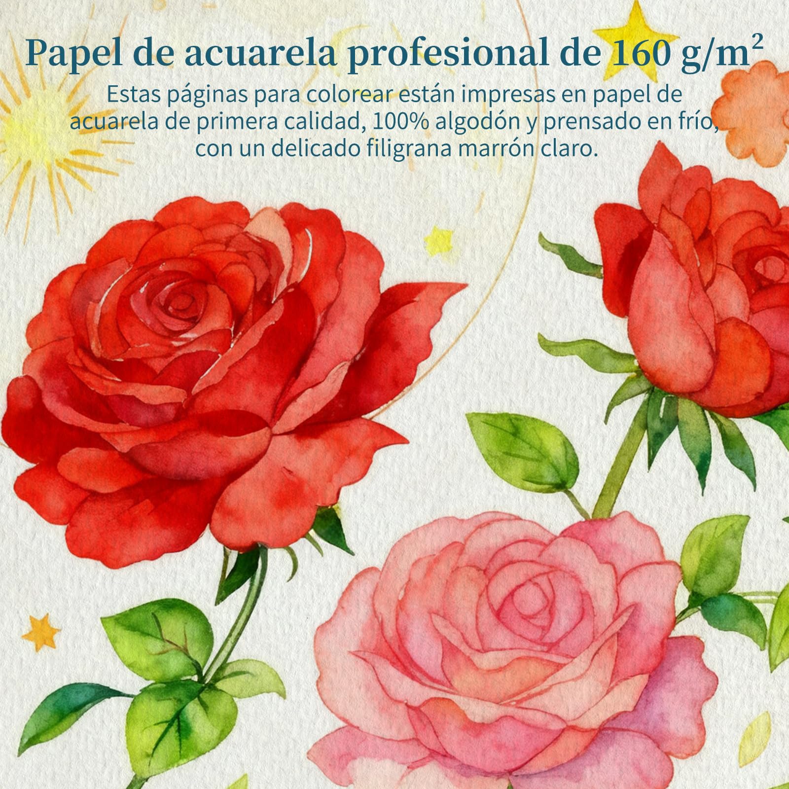 Elfew Libro de Acuarela y 18 Colores, Juego de Libro de Trabajo de Acuarela Para Adultos y Principiantes, Libro Para Colorear Adulto, Papel Acuarela