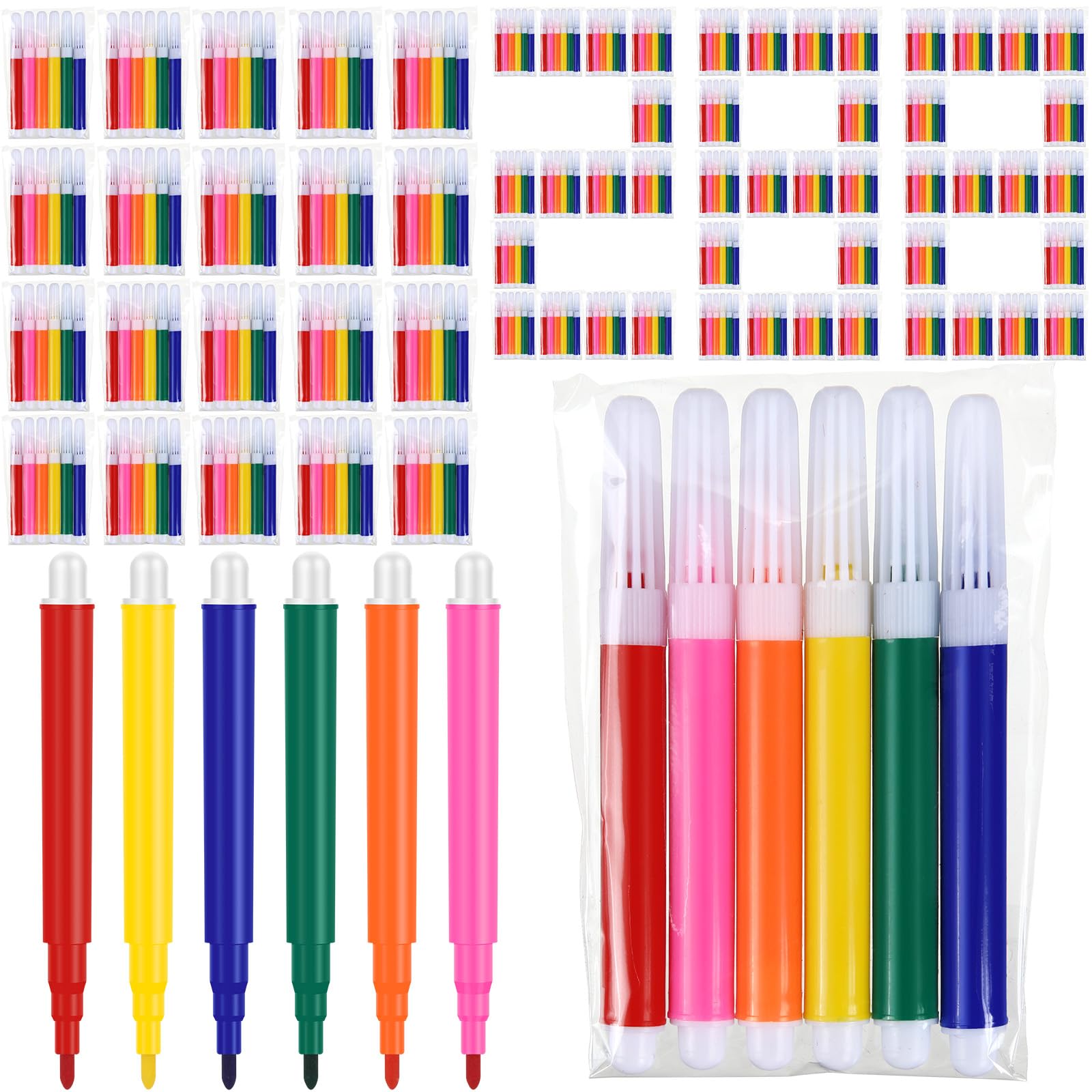 Photo 1 of Watersay 288 Pcs Mini Markers Bulk Colored Pen 3.4 Inch Vibrant Colors Portable Short Colored Markers Assorted Multicolor Watercolor Marker Pen for Adult Office Supplies (6 Colors)