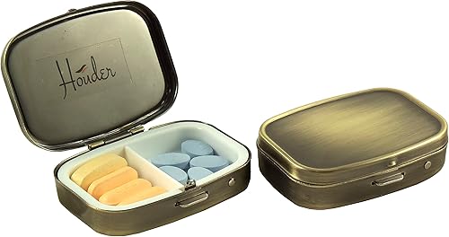Miniatura 2 de Houder pastillero de latón elegante y decorativo con caja de regalo, para transportar sus medicamentos con estilo, Metal, Dorado, rectangular