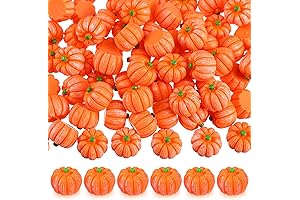 100Pcs Halloween Mini Pumpkins Decoration Artificial Pumpkin Crafts Faux Resin Pumpkin Charms...