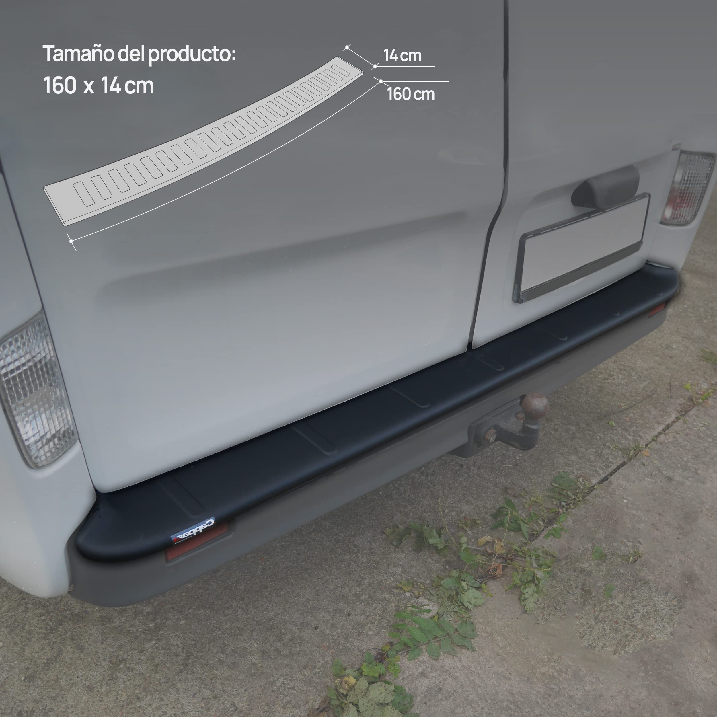 CHROMEMASTER | Protector de Parachoques Compatible con Opel Vivaro 2001-2014 | Plástico ABS, Negro Mate| Tira Protectora Protege la Pintura del Parachoques Trasero de Daños