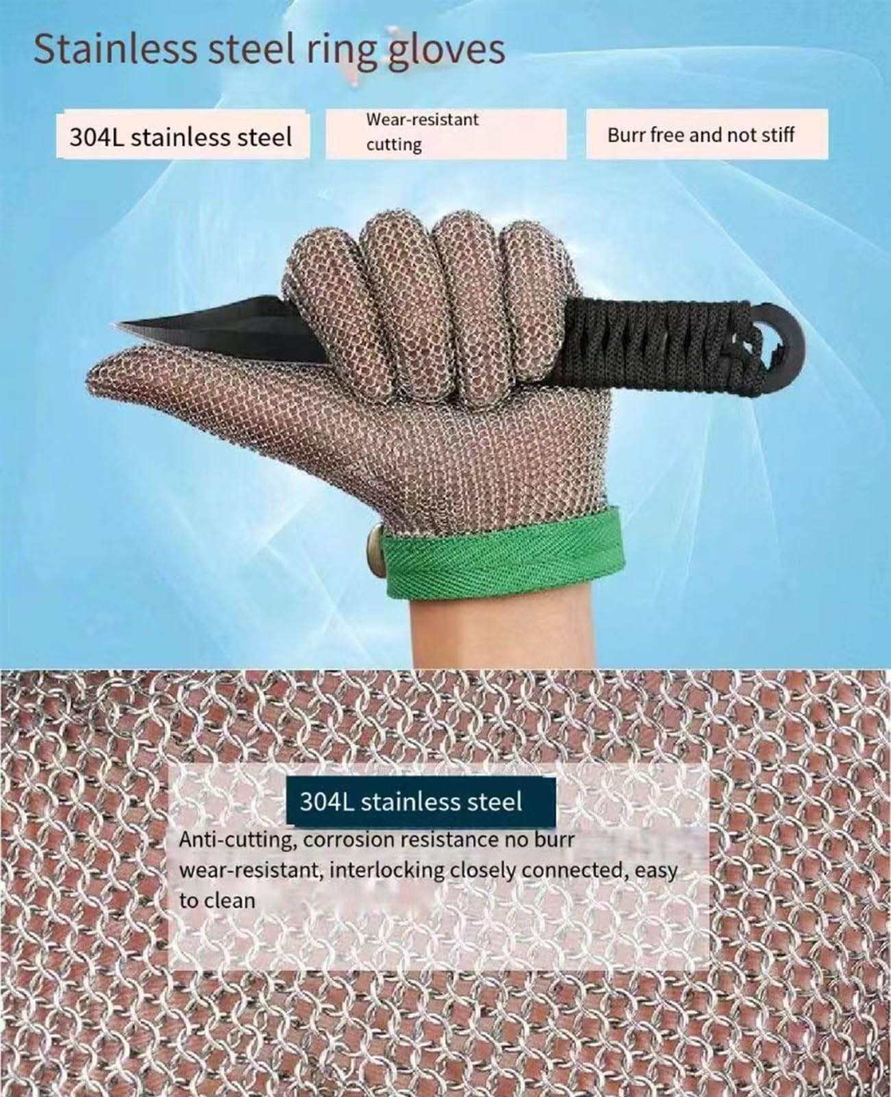 Acero Inoxidable 304 Guante Resistente A Los Cortes Guantes Anticorte Guantes De Carnicero Guantes De Seguridad, Guantes De Construcción, Guantes Jardineria, Guantes Mechanix