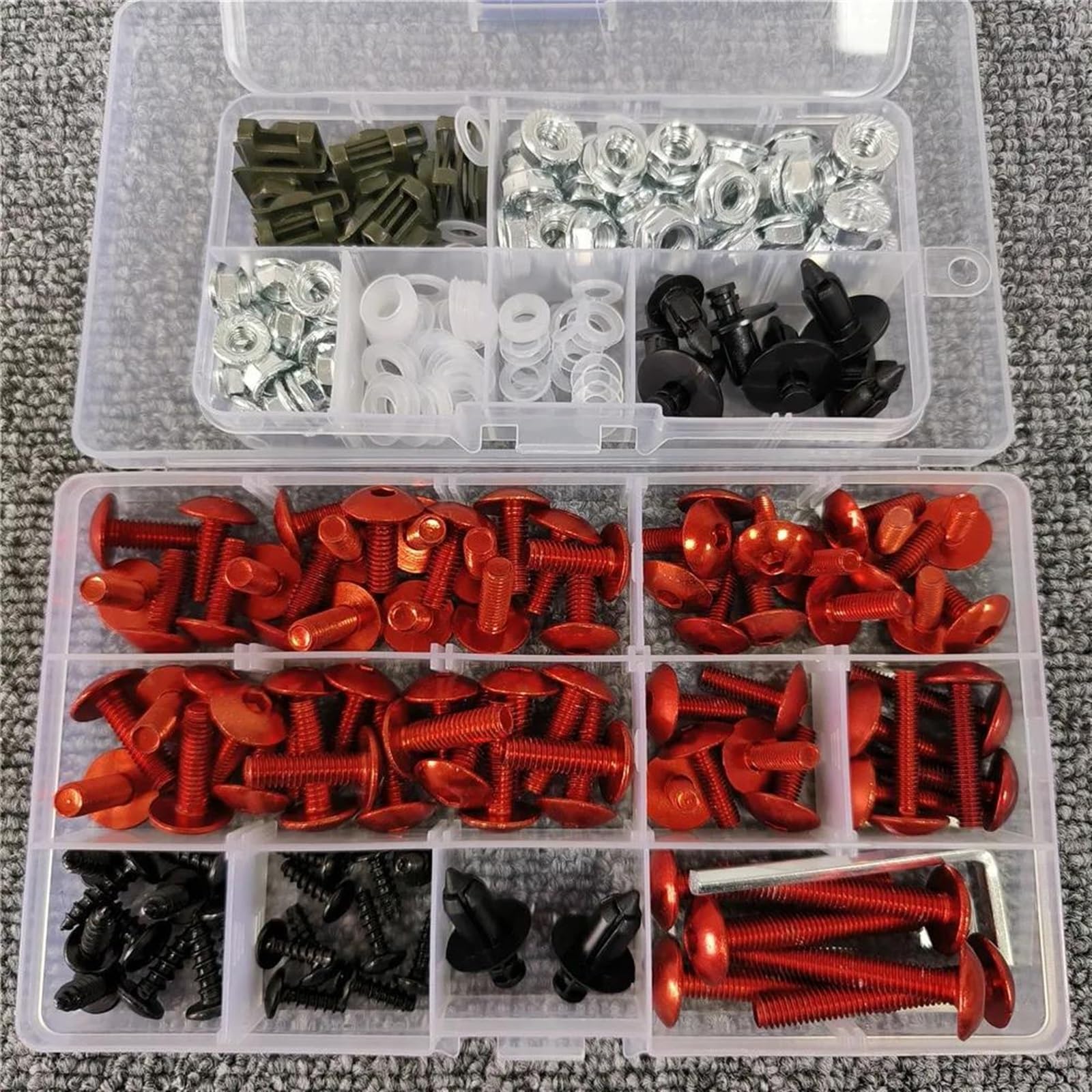Complete Fairing Bolts Kit Screws Nut For VERSYS 650 1000 For NINJA ZX-6R 636 ZX6R 6R ZX 25R ZX10R 10R ZX14R 14R(Rosso)