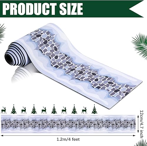 Miniatura 3 de Jetec 2 piezas de accesorios de pueblo de Navidad, ladrillo de nieve, carretera, calle, tapete de ladrillo de nieve para hogar, jardín, paisaje de