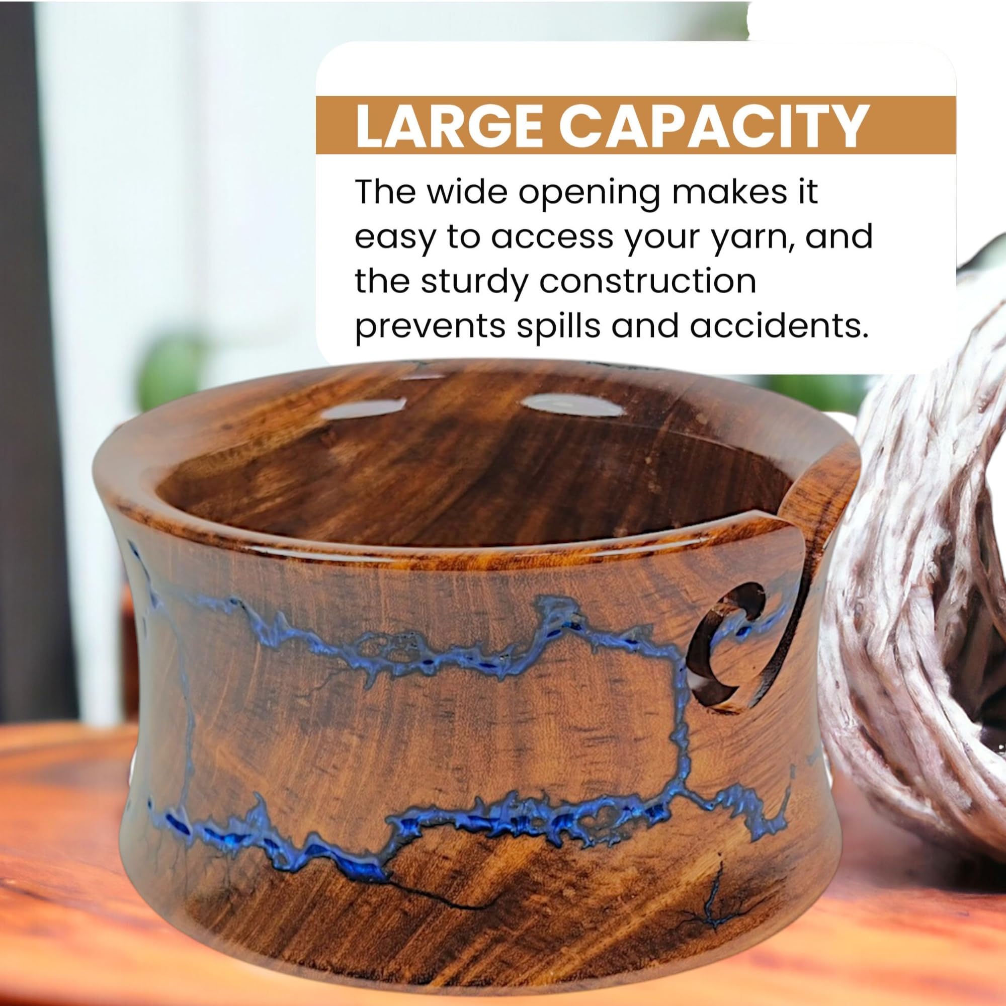 Lumberkart Handmade Wooden Yarn Bowl – Rosewood Crochet & Knitting Bowl, Tangle-Free Yarn Holder