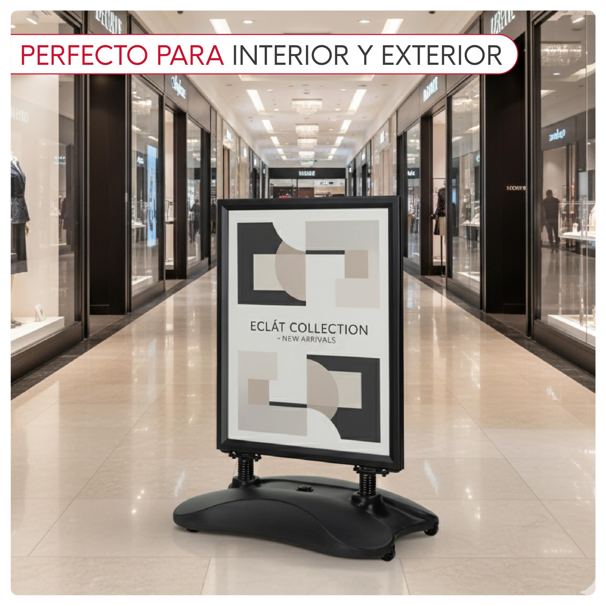 Soporte para Carteles Doble Cara | Expositor de Póster con Marco de Aluminio | Caballete con Base Rellenable y Ruedas | Soporte Publicitario Interiores y Exteriores (Negro, B1(70x100cm))