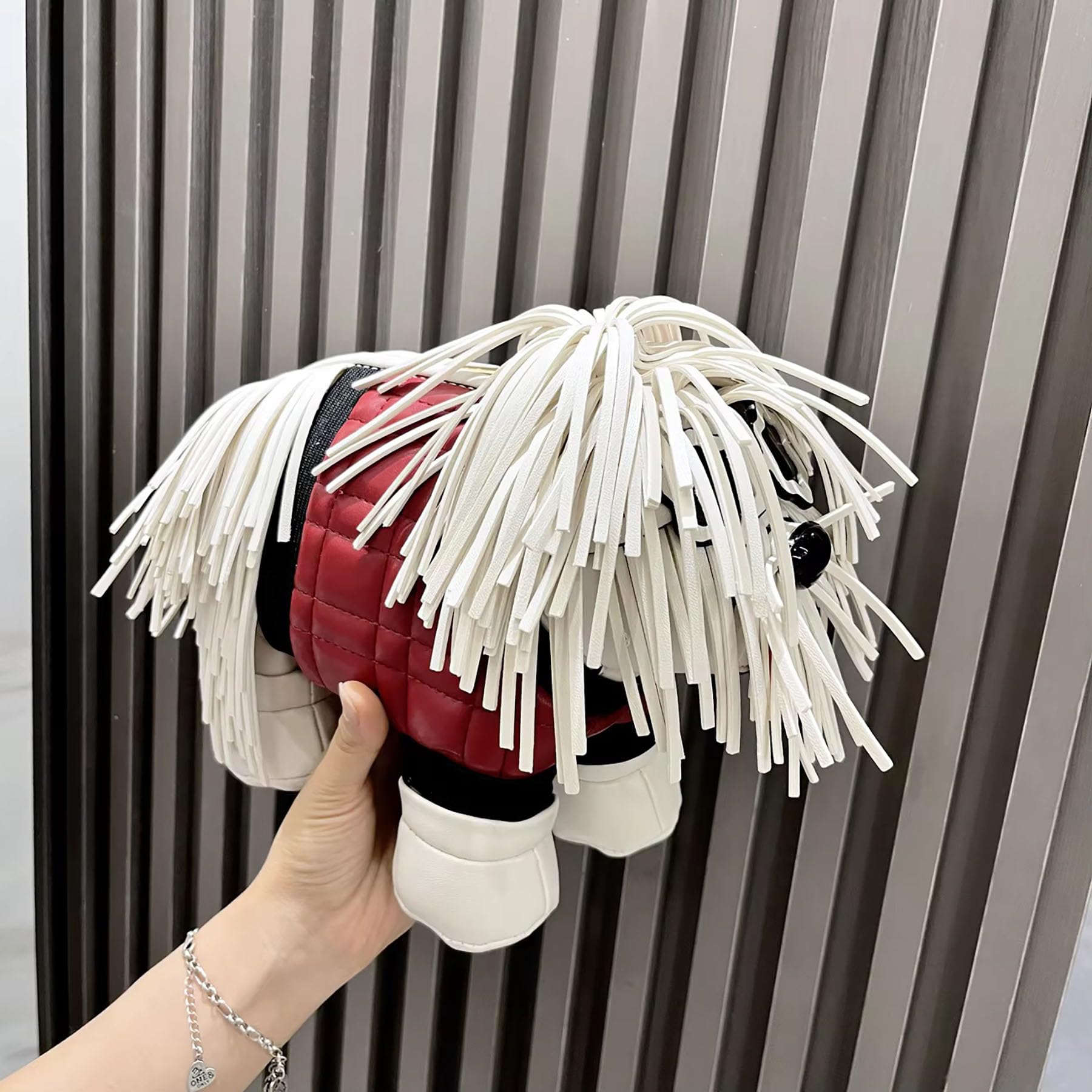 Damen-Handtasche in Hundeform, Umhängetasche, Schultertasche, Cartoon-Neuheit, einzigartiges PU-Leder, luxuriöser Abend-Quasten-Stil Y2KPurse