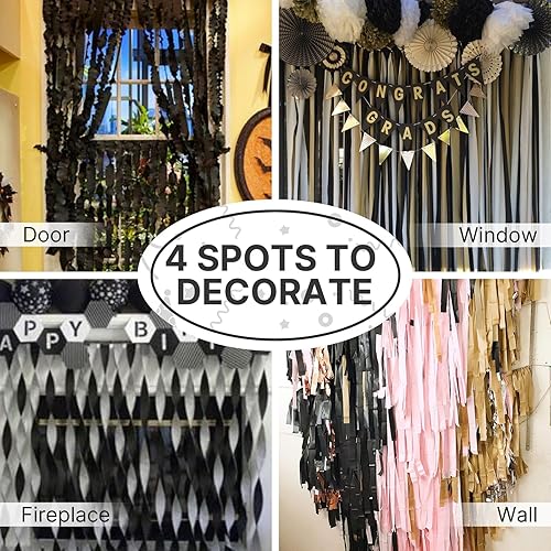 Vista 69 de PartyWoo Serpentinas de papel crepé marrón, 10 unidades de 820 pies, paquete de serpentinas de papel crepé bohemio neutro metálico dorado arena