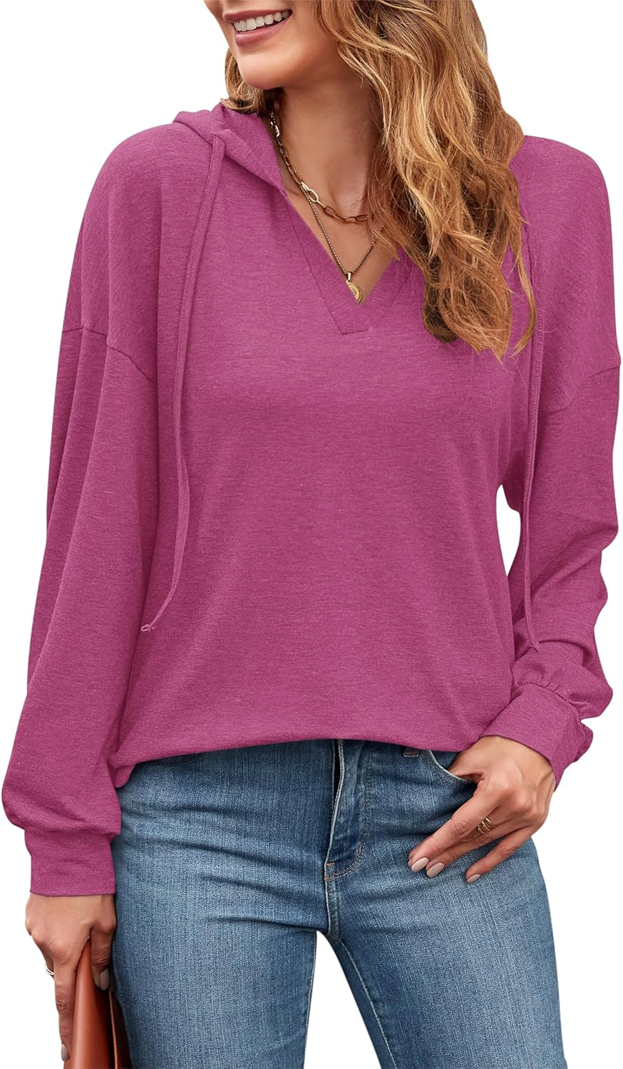 MOLERANI Women Sweatshirt V Neck Lightweight Hoodies Pullover Long Sleeve Drawstring Tops Casual Loose Fashion Clothing MOLERANI Women Sweatshirt V Neck Lightweight Hoodies Pullover Long Sleeve Drawstring Tops Casual Loose Fashion Clothing