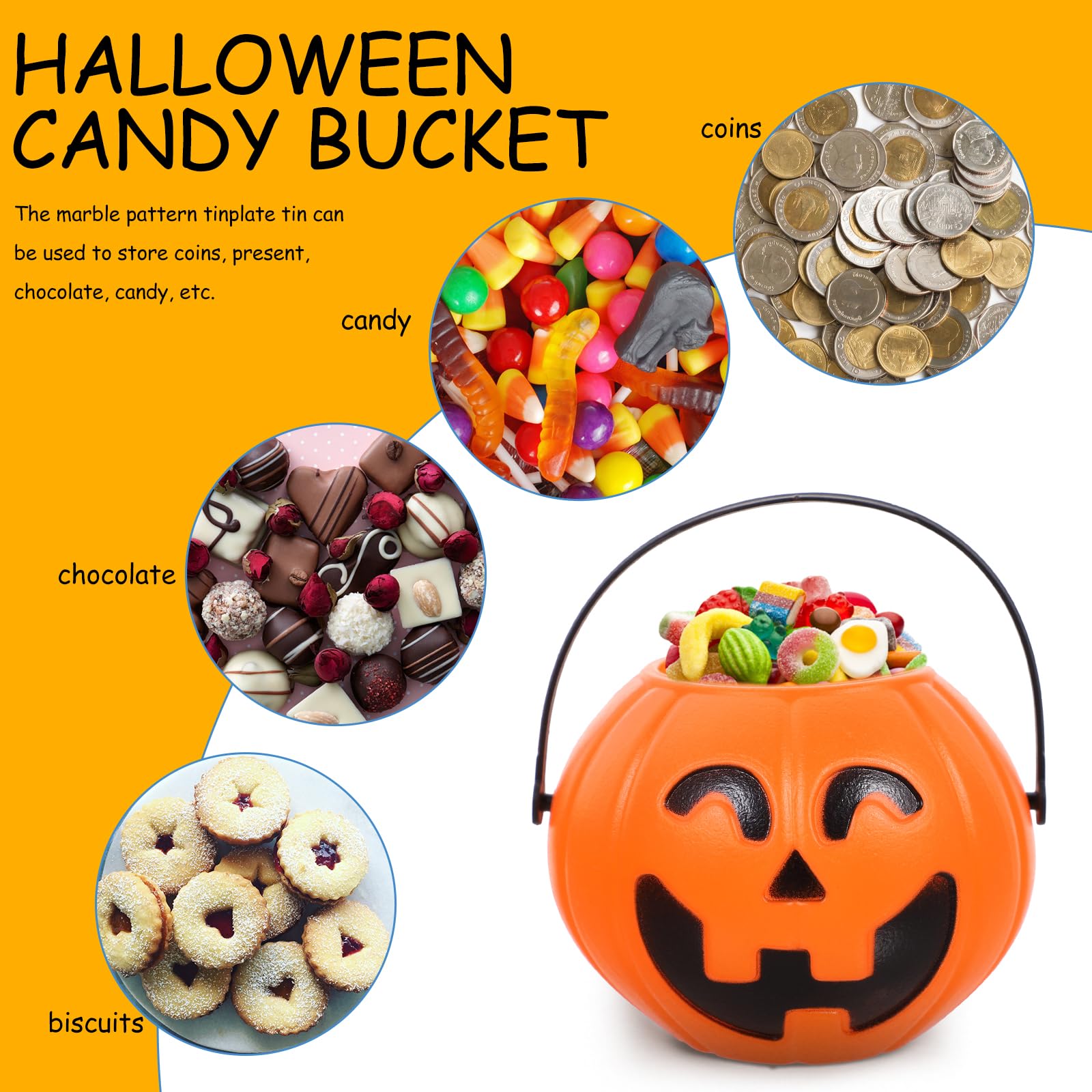 Pumpkin Bucket Pumpkin Bucket 2Pcs Candy Bucket Halloween Pumpkin Bucket Pumpkin Candy Pail Holder (2Pcs, 17cm) Candy Pumpkins Large Bucket