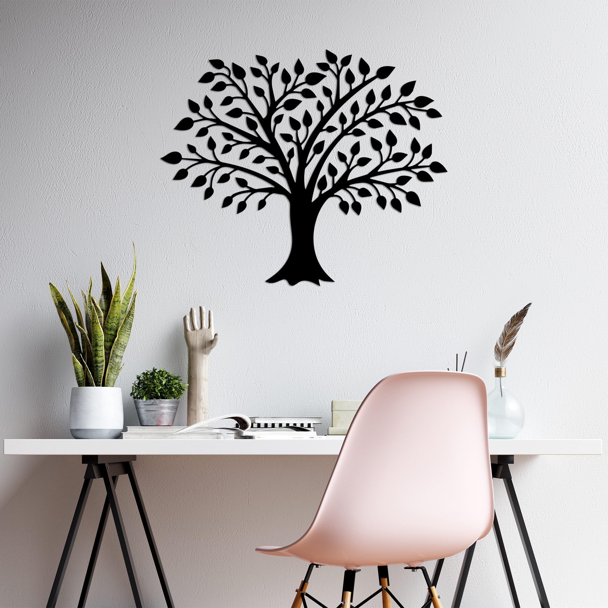 Hanah Home Stylish Black Decorative Metal Wall Accessory, 70 x 57 cm, 100% Metal, 1.5 mm Thickness, Easy Wall Mounting, Perfect for Modern Decor
