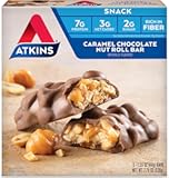 Caramel Chocolate Nut Roll Snack Bar, Protein Snack, High in Fiber, 2g Sugar, 30 Count