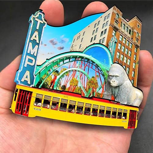 Miniatura 4 de Imán de madera de Tampa de Estados Unidos, imanes 3D para nevera, recuerdos coleccionables de viaje, decoraciones hechas a mano, 2