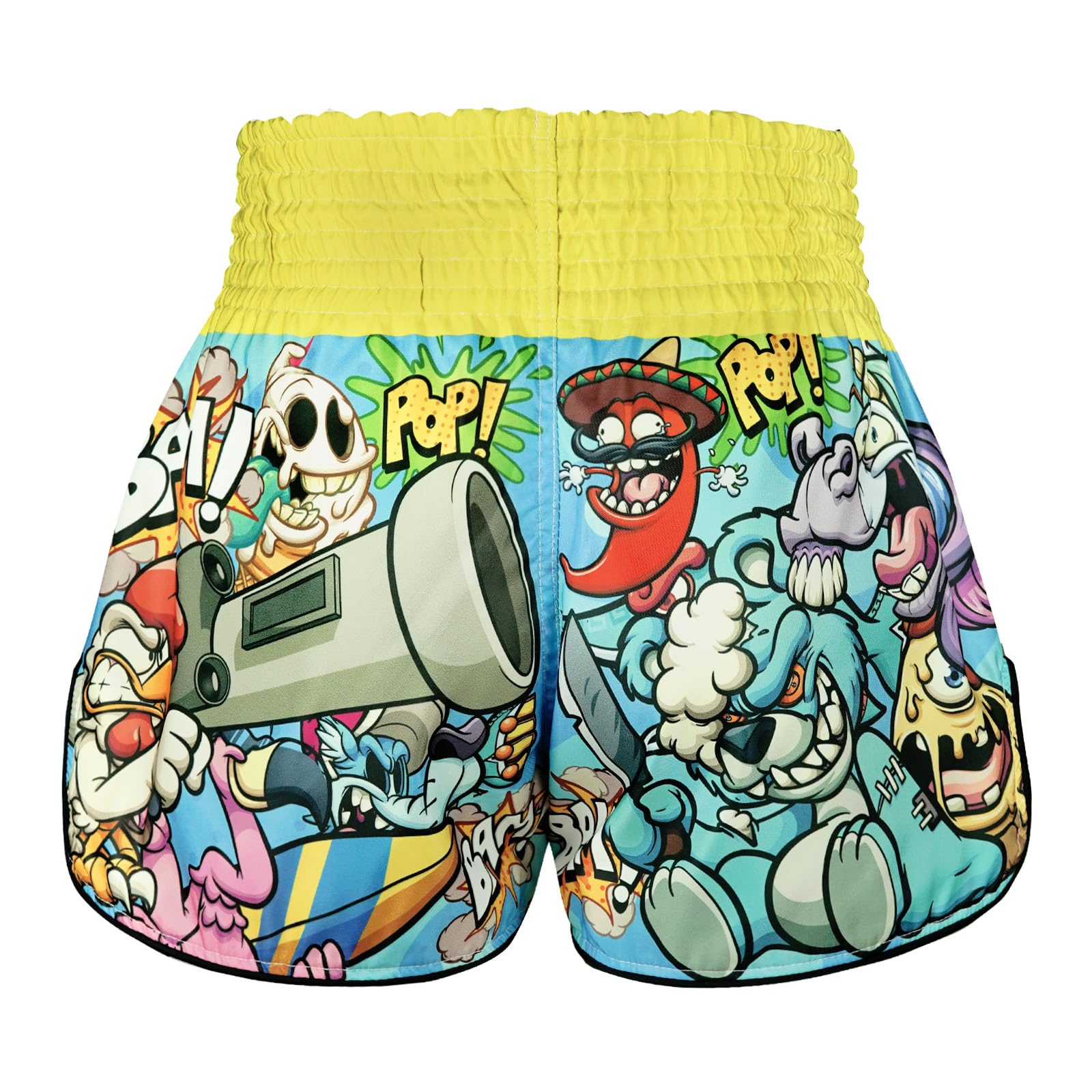 Tuff Sport Pantalones cortos de boxeo de Muay Thai, estilo retro, corte delgado, para artes marciales mixtas, kickboxing, entrenamiento, ropa de entrenamiento