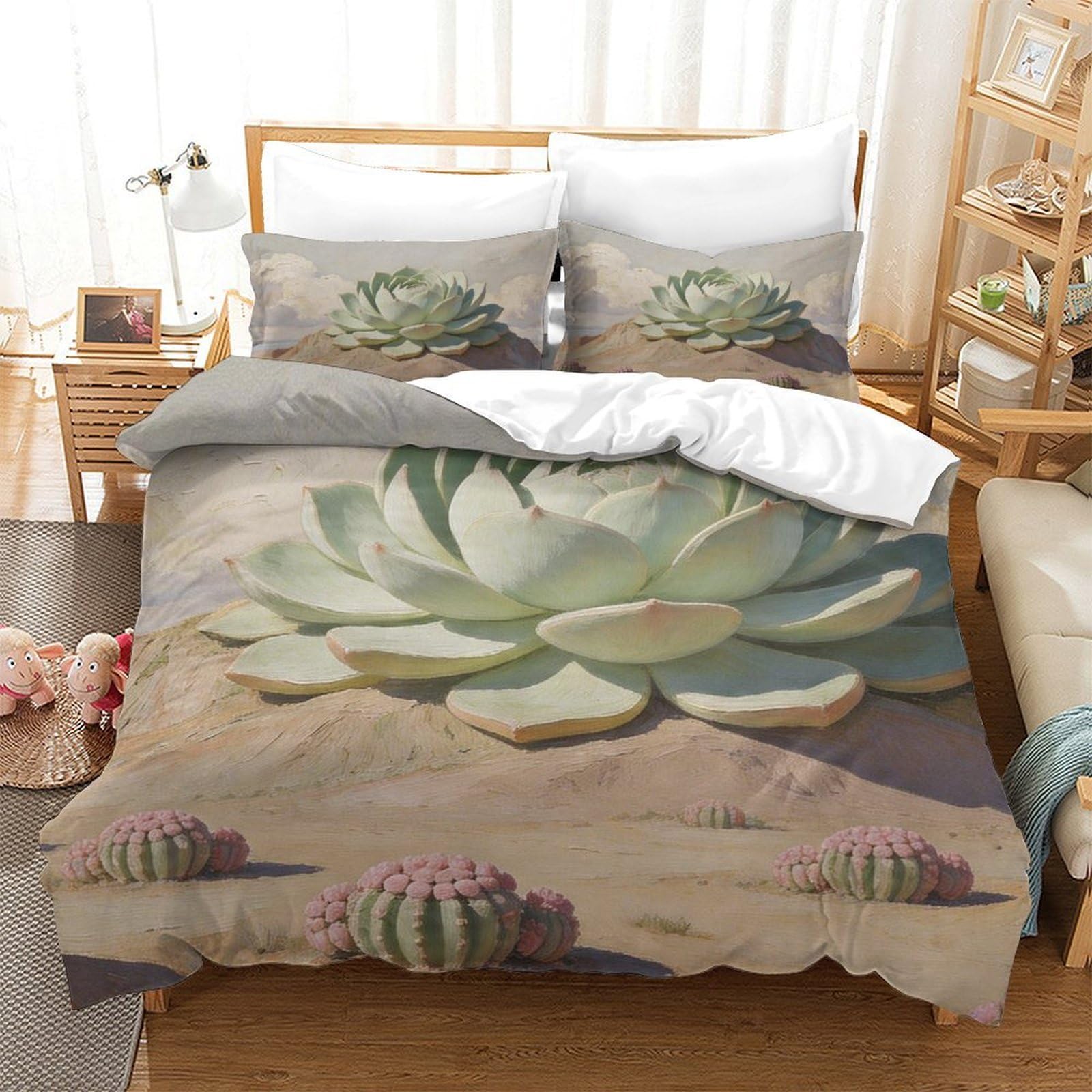 Housse de couette succulente anti-plis et douce pour éliminer la transpiration nocturne en lit King