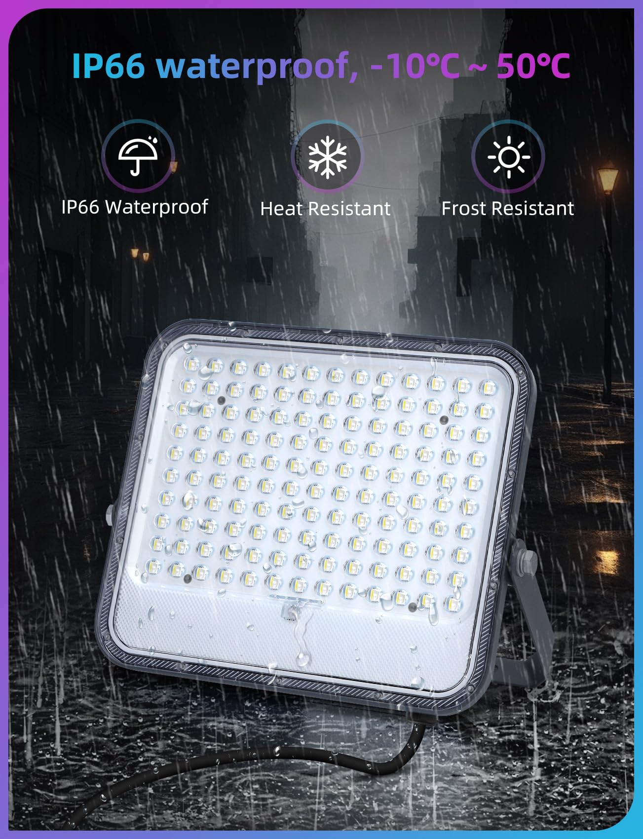 Aigostar Focos LED Exterior Solares RGBW 200W, Control Remoto, 2 pcs | Proyector LED RGB+6500K y 3 Modos, Regulable, Control Remoto, IP66 Impermeable, para Fiestas Jardín Terraza, 2 pcs