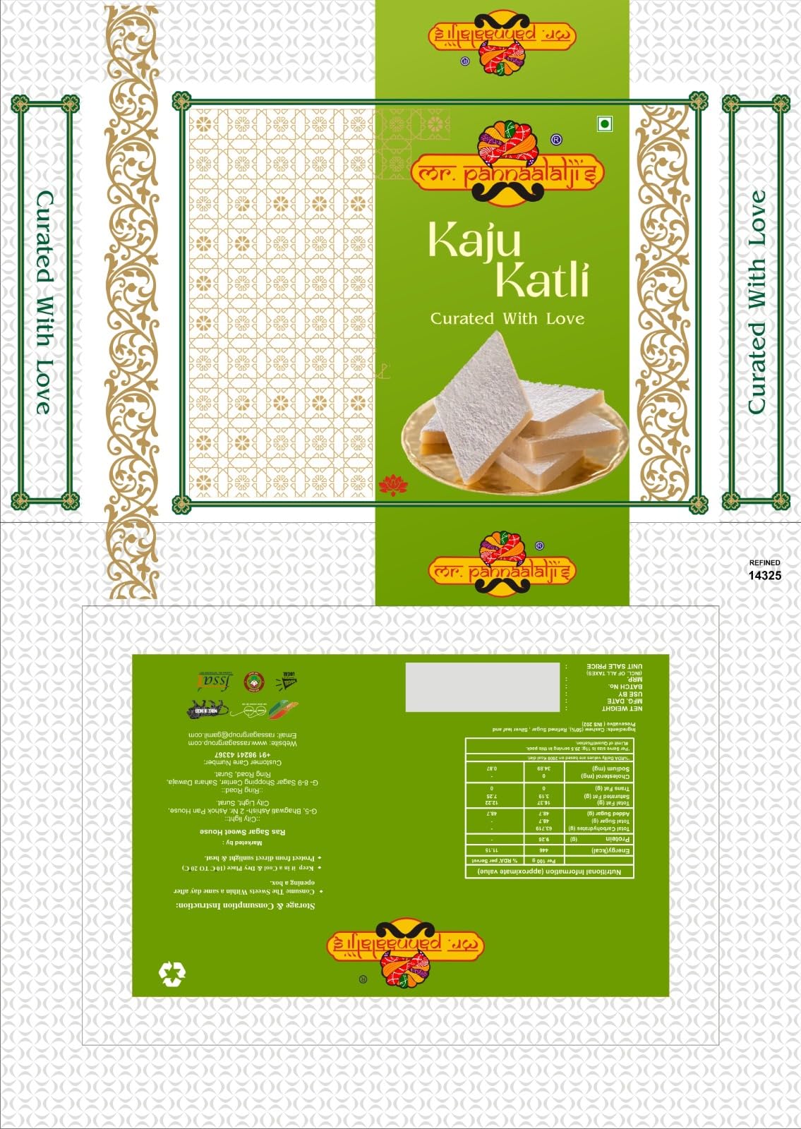 Ras Sagar Sweet House Sweets Kaju Katli From Mr pannalalji's| Kaju Burfi | Made With Fresh Cashew Nuts and Traditional Indian Kaju Sweet | Sweets Gift Box | Pack of 1 (100 Gram) 4