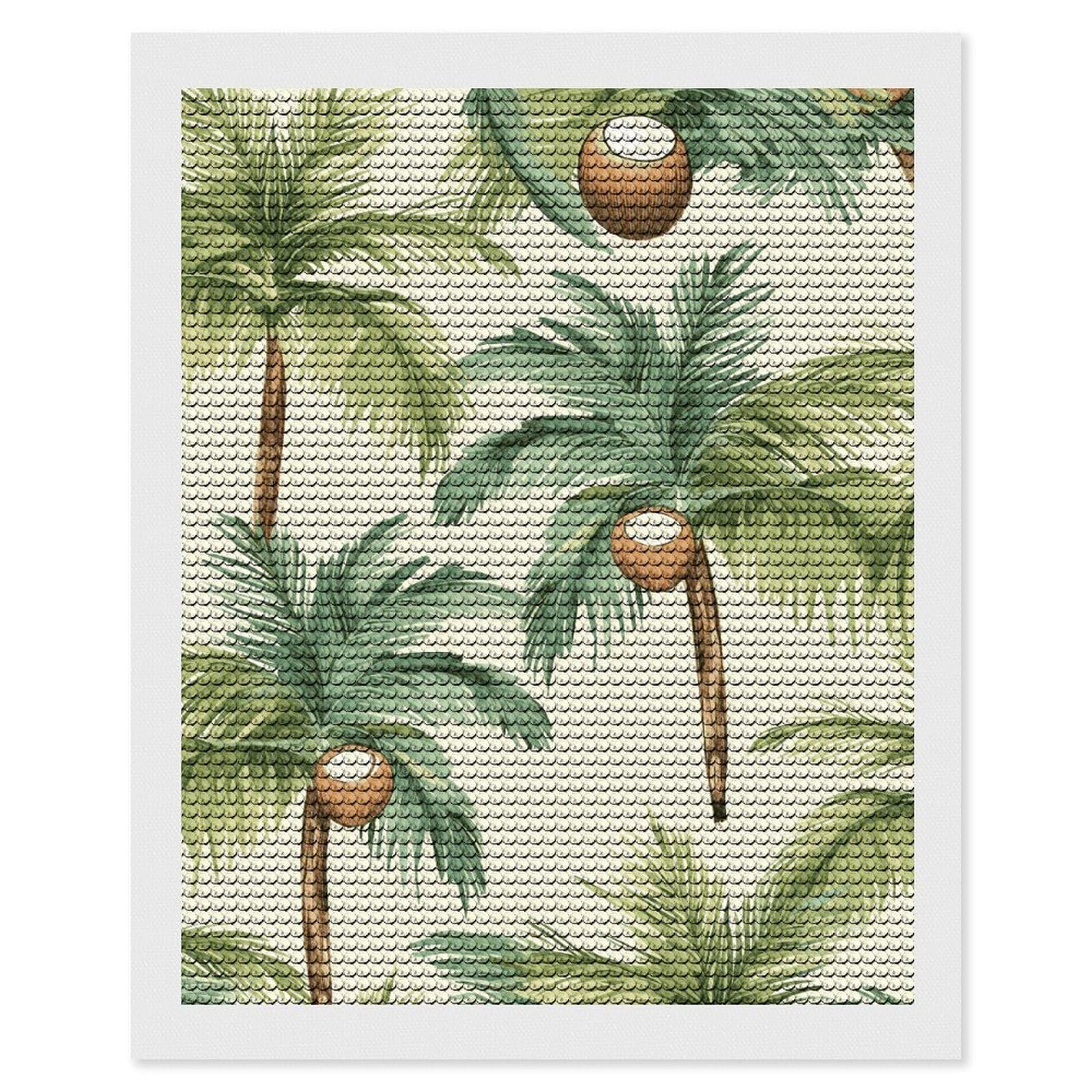 DWVTSLH Summer Coconut Tree Diamond Painting Kits for Adults, Personalized Diamond Photo Art Full Drill, DIY 5D Diamond Art Painting Kits for Beginners, Home Wall Decor 16"x20"