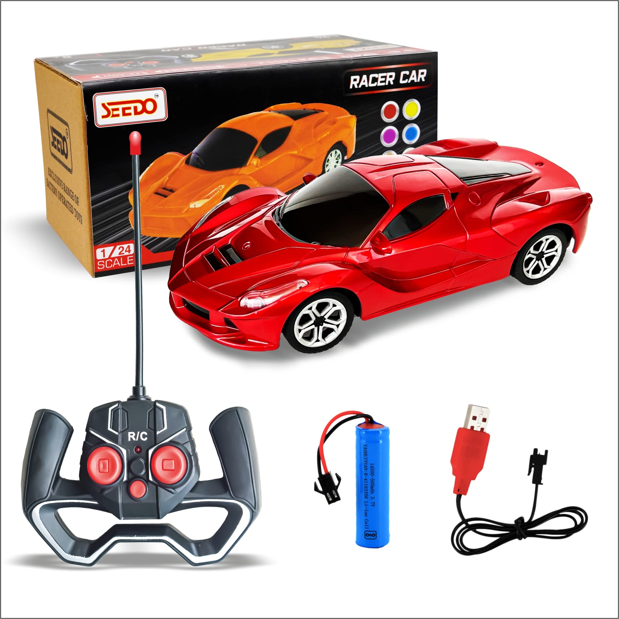 SEEDO Rechargeable Metallic Remote Control Racer Car High Speed Racing Sports Car with LED Headlights, 1: 24 Scale Fast RC Vehicle Toy for Kids 8+ Years (Pack of 1, RED) (B0BBT7HK2J) Amazon Price History, Amazon Price Tracker