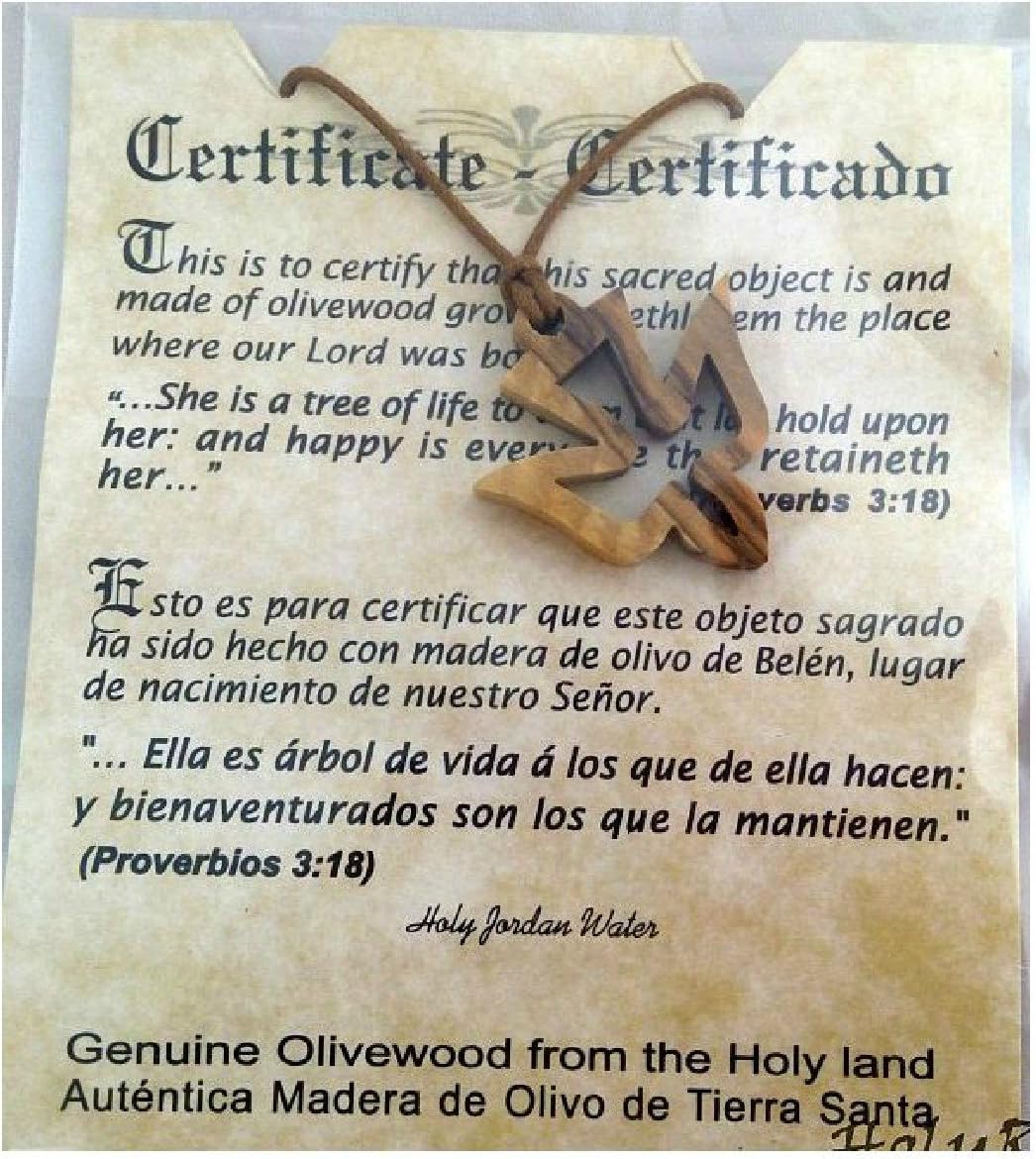 Olive Wood Pendant - Dove of Peace Design - HJW Holyland Bethlehem Christian