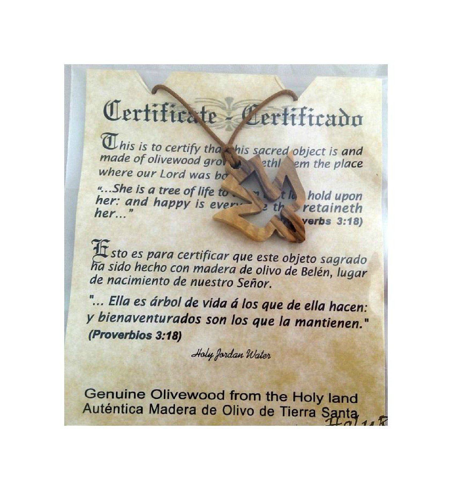 Olive Wood Pendant - Dove of Peace Design - HJW Holyland Bethlehem Christian