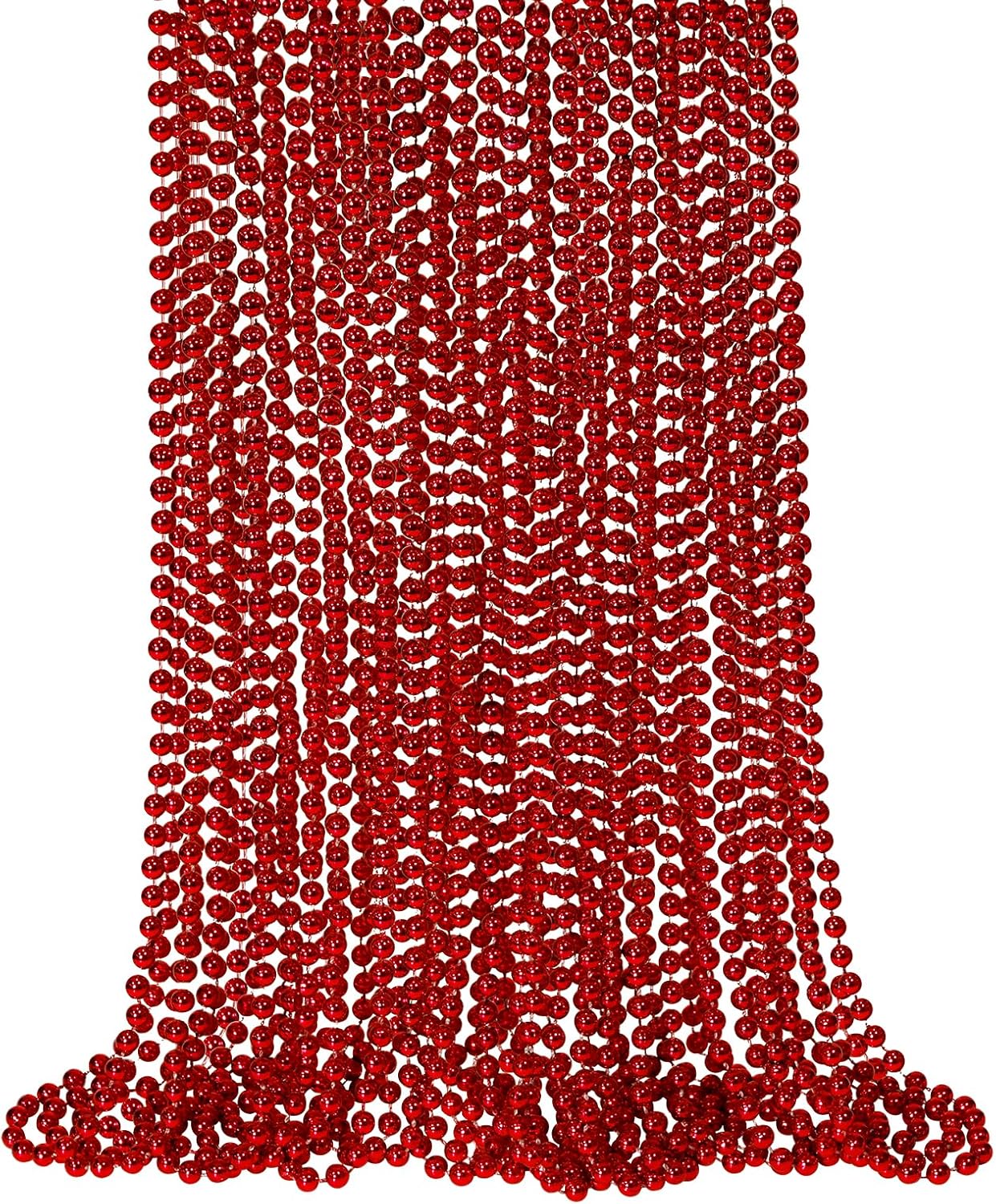 24 PCS Red Mardi Gras Beads, Red Christmas Bead Necklaces, Red Valentine Beads Necklaces, 4th of July Beads Necklaces, 33'' 7 mm Party Beads for Patriotic Day, Mardi Gras, Christmas Party Favors