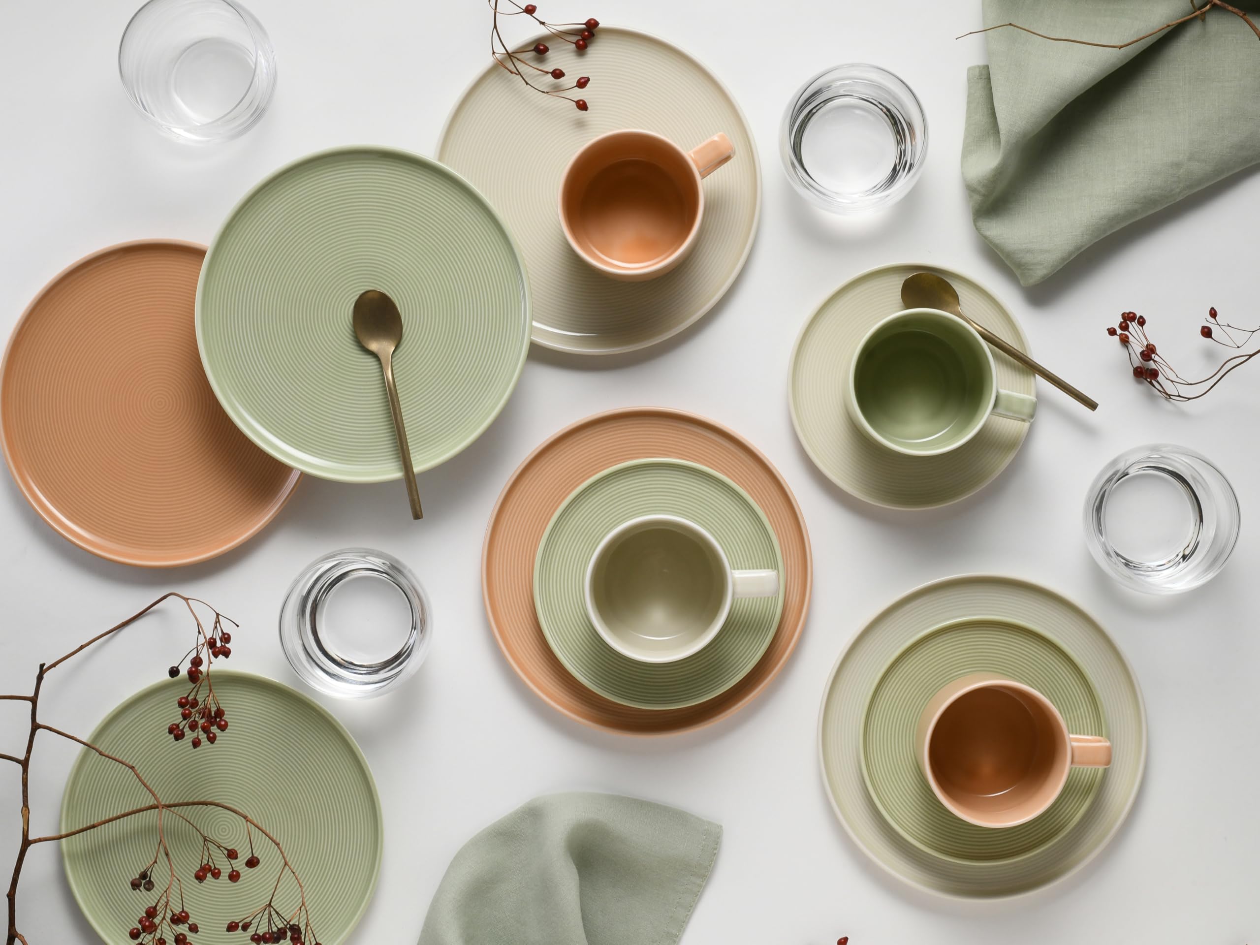 CreaTable, 25074, seria Session Romance, 18-częściowy zestaw naczyń dla 6 osób, porcelanowy serwis do kawy, nadaje się do mycia w zmywarce i używania w kuchence mikrofalowej, Made in Europe