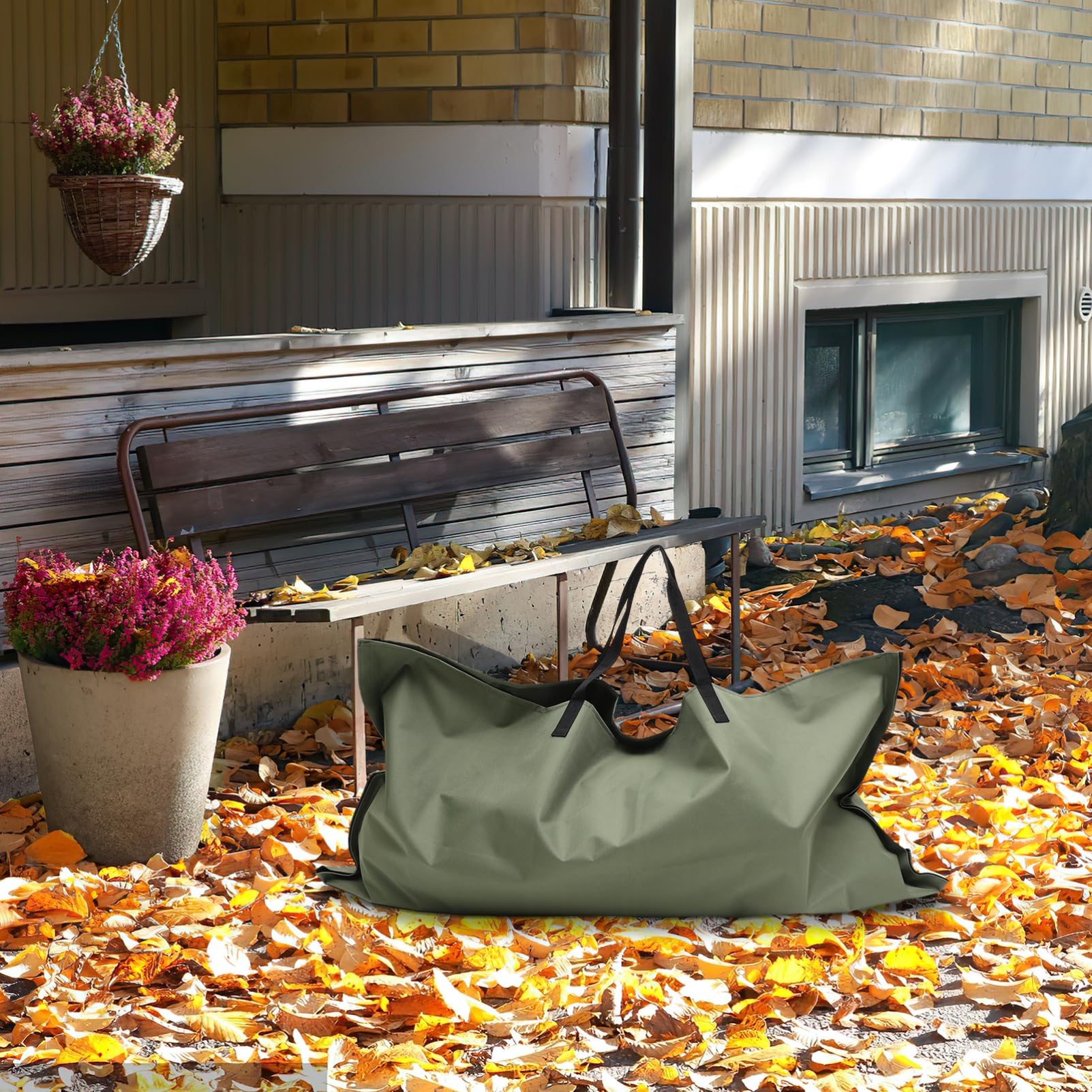 Happyyami Telo Da Giardino Contenitore Per Immondizia Sacco Per Immondizia Lascia Borsa Per Raccolta Erbacce Borsa Di Stoccaggio Portatile Secchio Bidoni Della Spazzatura Green Panno Oxford