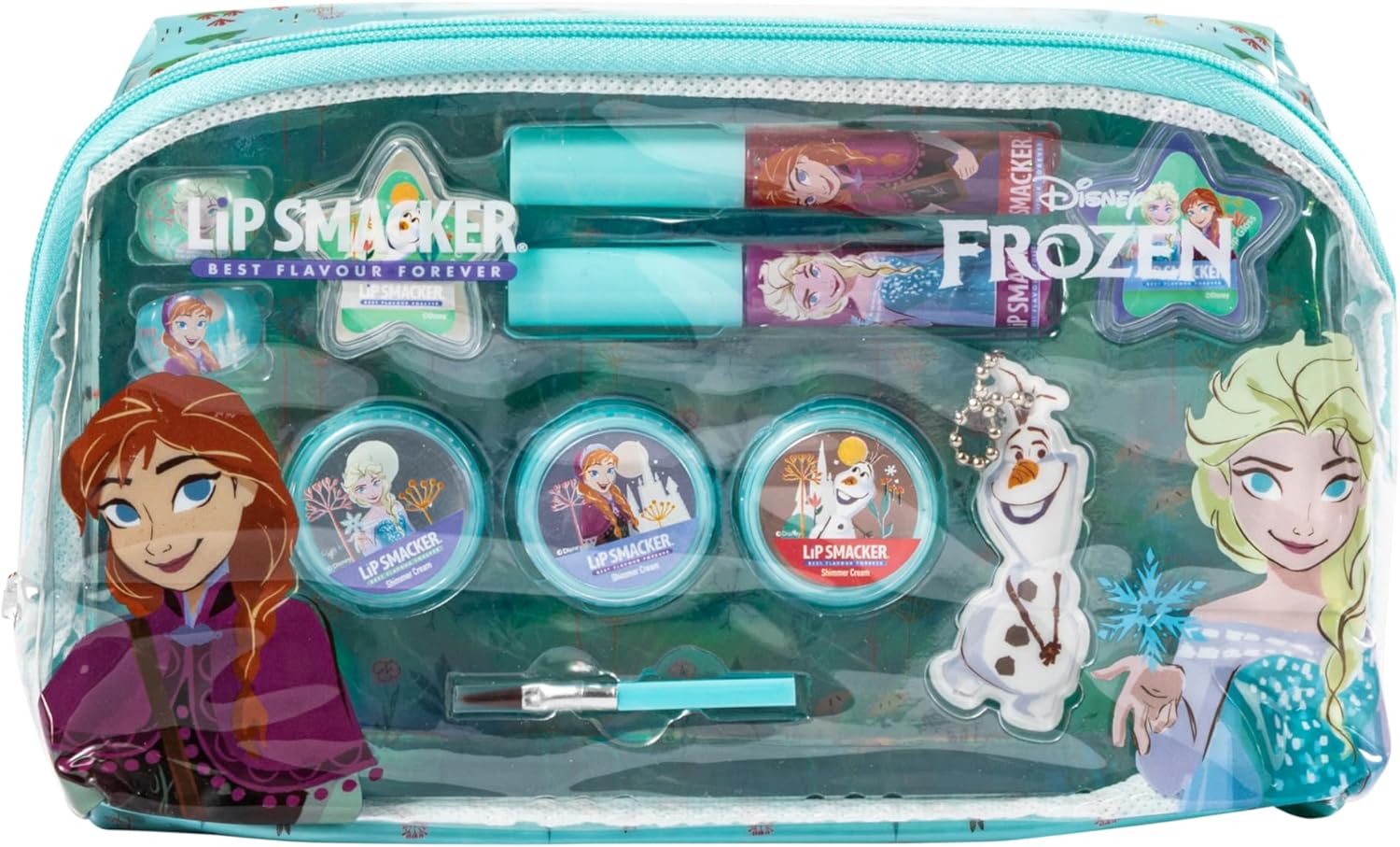 Lip Smacker Frozen Essential Make-up Tas, Set van Make-up Frozen voor Meisjes met Lipgloss, Helder Oogschaduw, Make-up Applicators en Accessoires voor een Disney Princess Look