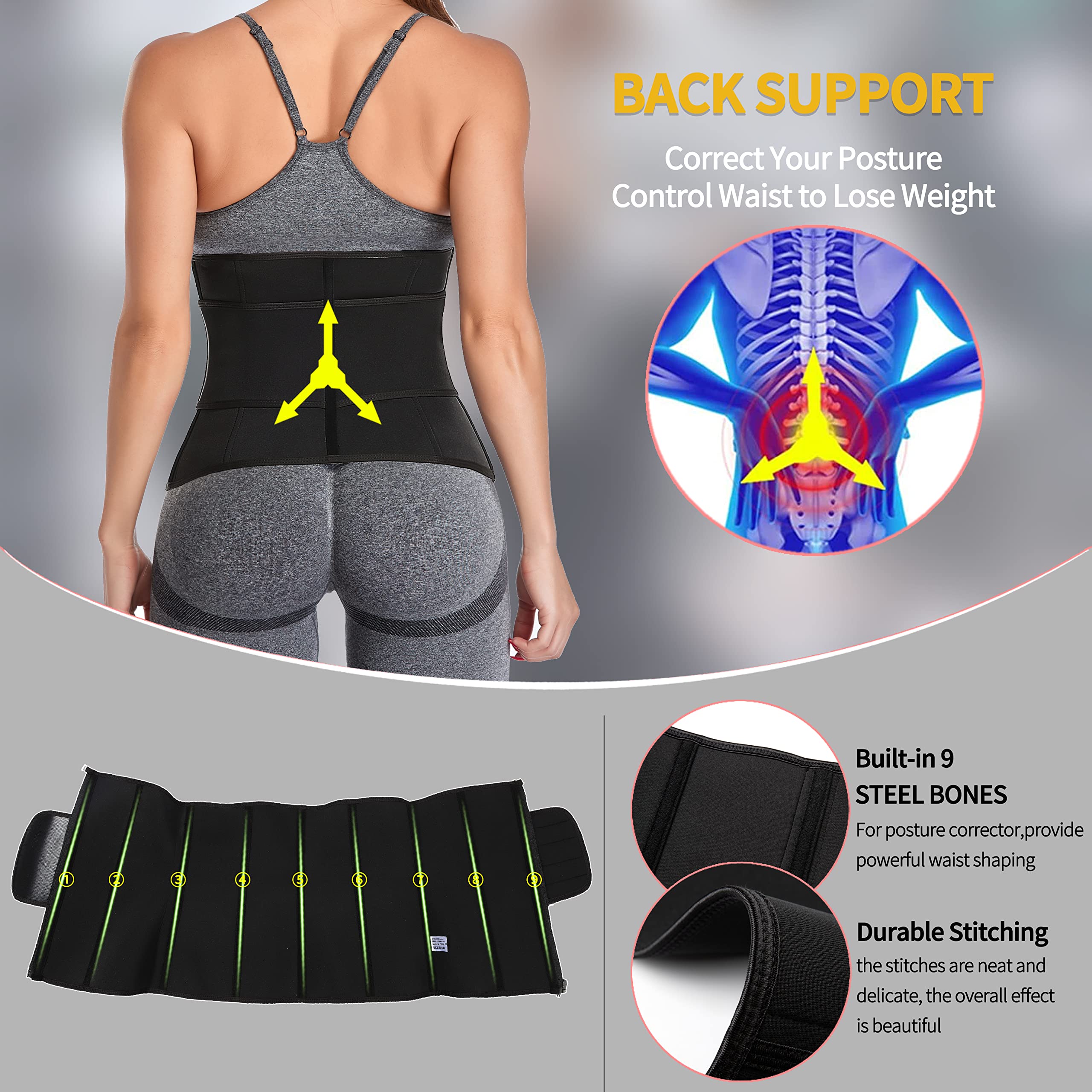 Neopren Sauna Trener Talii Gorset Pas dla Kobiet Odchudzanie Kompresja Trymer Trening Fitness