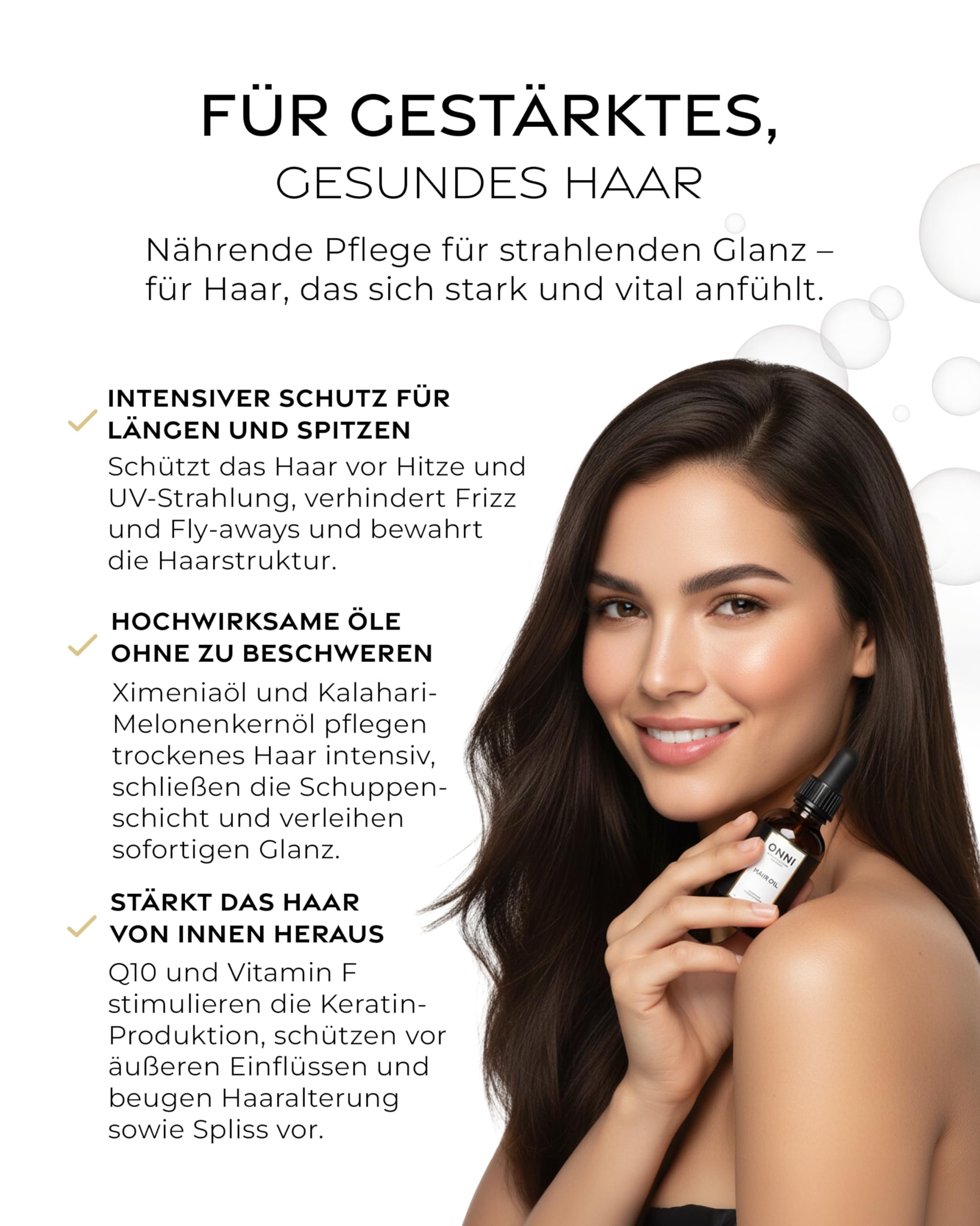 ONNI – Hair Oil Haaröl 50ml intensive Pflege für trockene Längen und Spitzen – Mit Ximenia-, Melonen- & Brokkolisamenöl – Für Struktur, Glanz, Anti-Frizz & Locken – vegan, silikon-, & parabenfrei
