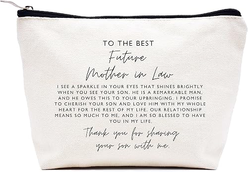 Miniatura 116 de LIBIHUA Bolsa de maquillaje para mujer, bolsa de cosméticos regalos para ella, bolsa de viaje femenina, Beige natural, 283-a mi increíble tía futura