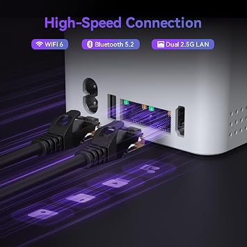 Beelink Me Mini, Mini PC NAS, Intel N95 CPU, 12GB LPDDR5, 1TB PCIe SSD, 6*M.2 PCIe3.0 SSD Yuvaları (MAX 24TB), Çift 2.5G LAN/WiFi6/BT5.2/USB3.2/HDMI, HTPC, Özel Bulut, Yumuşak Yönlendirici, Depolama
