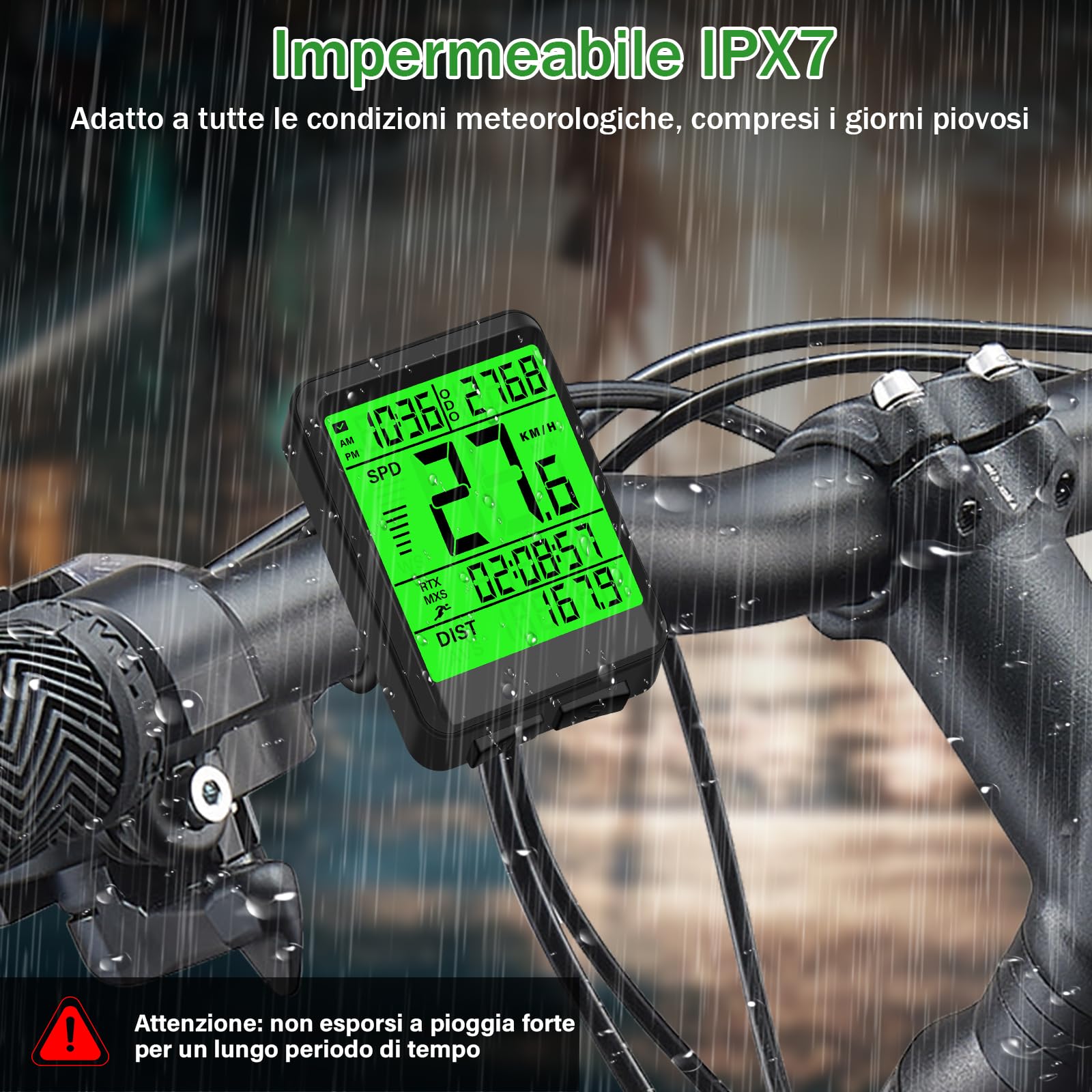 BOOTEEK Contachilometri Bici Senza Fili,2.4 Pollici Multifunzionale Impermeabile Contachilometri Bicicletta con LCD Display Retroilluminato,Computer Bici per Distanza di Tracciamento,Velocità,Timer