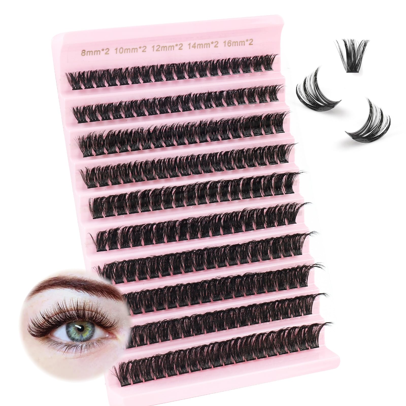 Oreola Individual Eyelash Extension 80D Natural Individual Lashes Cluster Wispy D Curl 0.07 Single Lashes DIY Lashes Extensions 8-16MM Mixed Pack