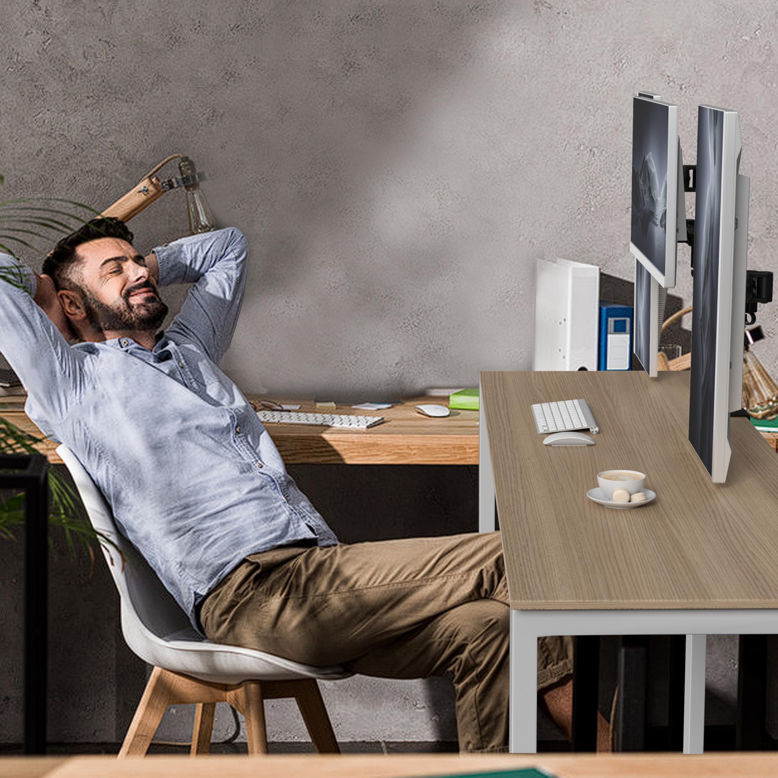 Duronic DM353 Bras pour 3 moniteurs d’Ordinateur | Support Triple d’écran PC articulé pour Bureau | VESA 75 100 | Hauteur Ajustable | Rotatif Inclinable Pivotant | Compatibilité Universelle