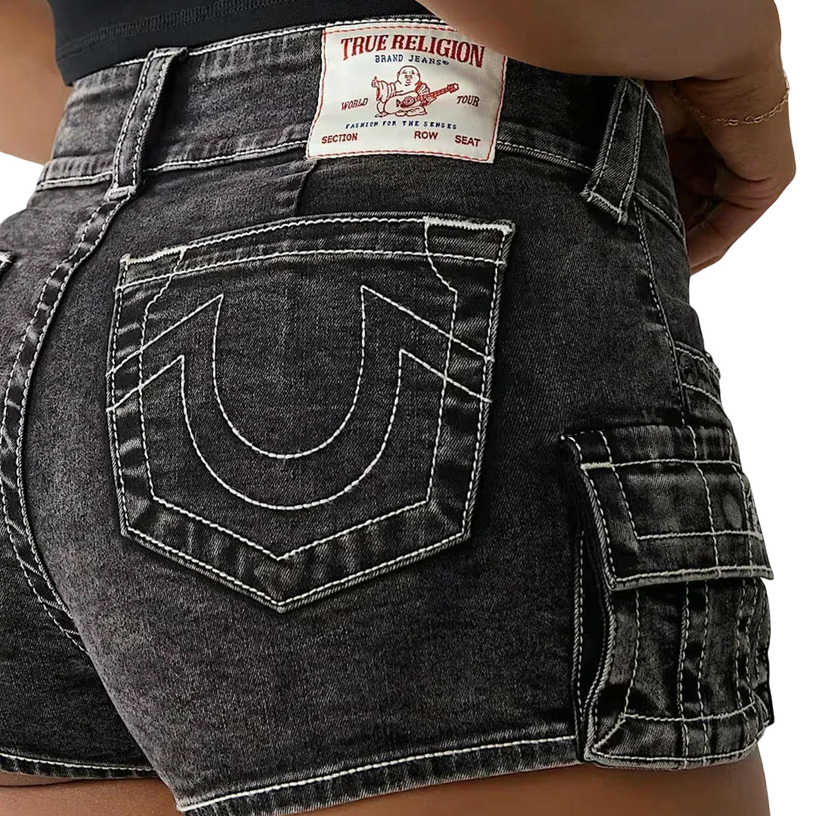 Shorts Damen Subgrau-Saison Trend Dreidimensional U-line Stickerei Mini Jeans Frauen Enge Frauenkleidung-blau-m