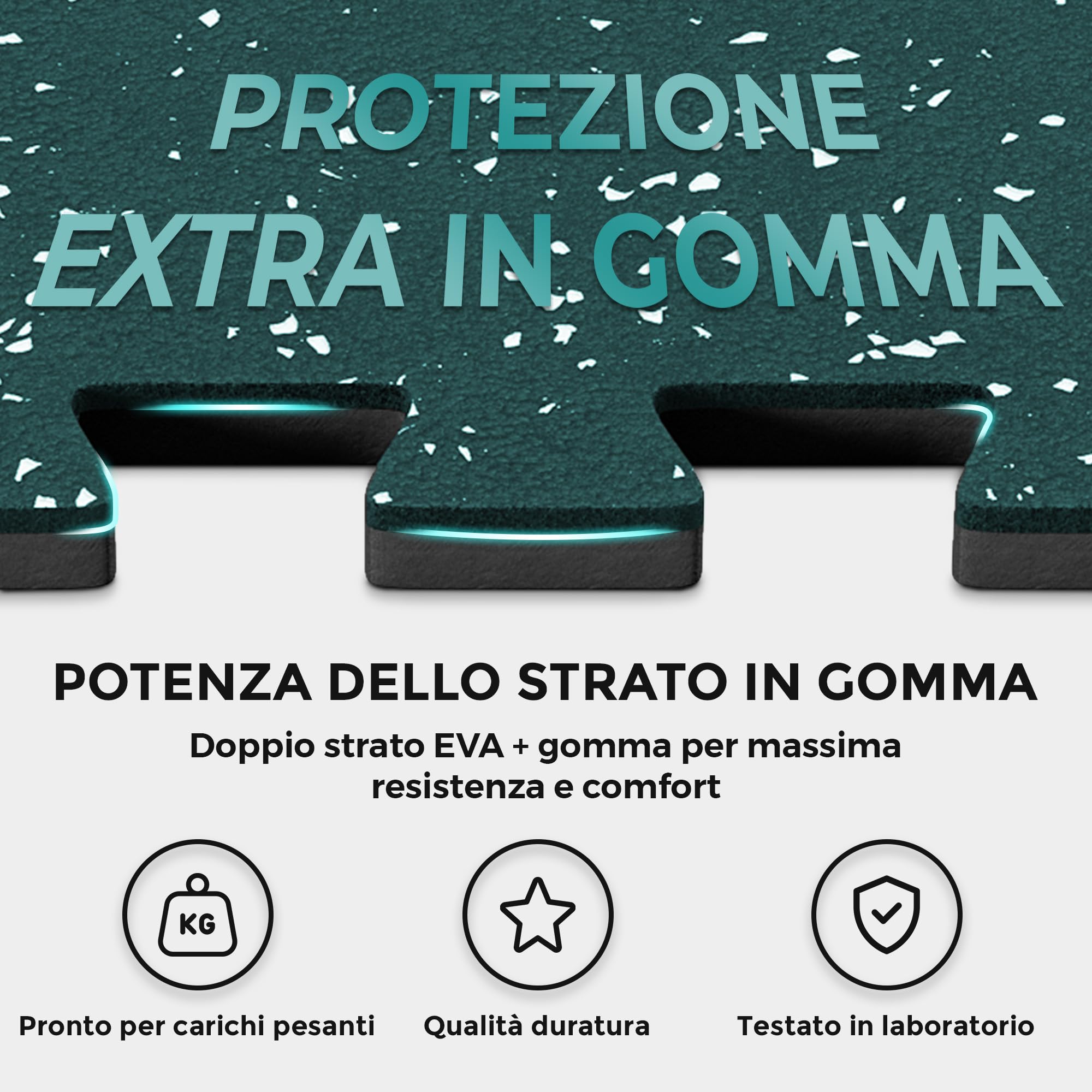 bemaxx Tappetino Palestra 18 Pezzi – Tappetino Fitness Puzzle in EVA e Gomma – Tatami Antiscivolo per Home Gym, Ginnastica, Piscina e Garage