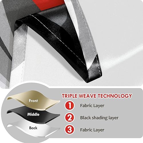 Miniatura 5 de weesire Cortinas rojas y grises, modernas, a rayas, decorativas, con 50% de bloqueo de luz, con ojales, para sala de estar, villa, dormitorio, juego