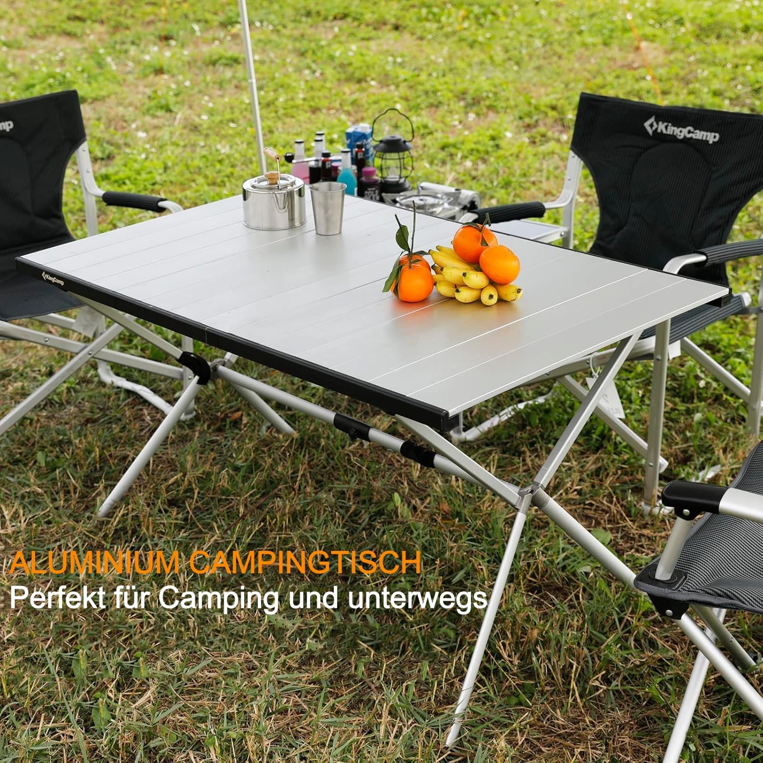 KingCamp Aluminium Campingtisch Klapptisch Couchtisch Gartentisch Tisch Leicht für 4-6 Personen
