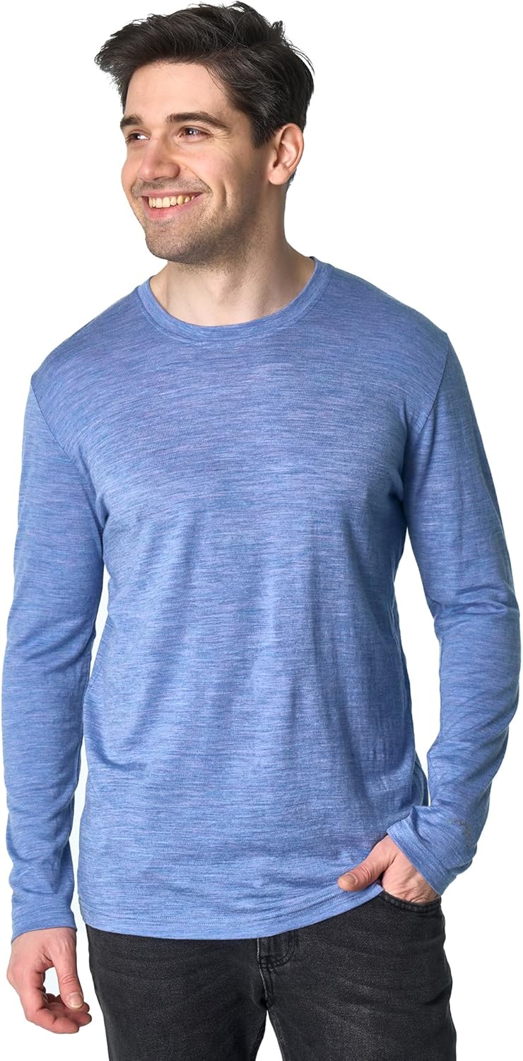 Merino Wool Base Layer Mens - 100% Merino Wool Shirts for Men Thermal Underwear Long Sleeve T-Shirt for Hiking Hunting