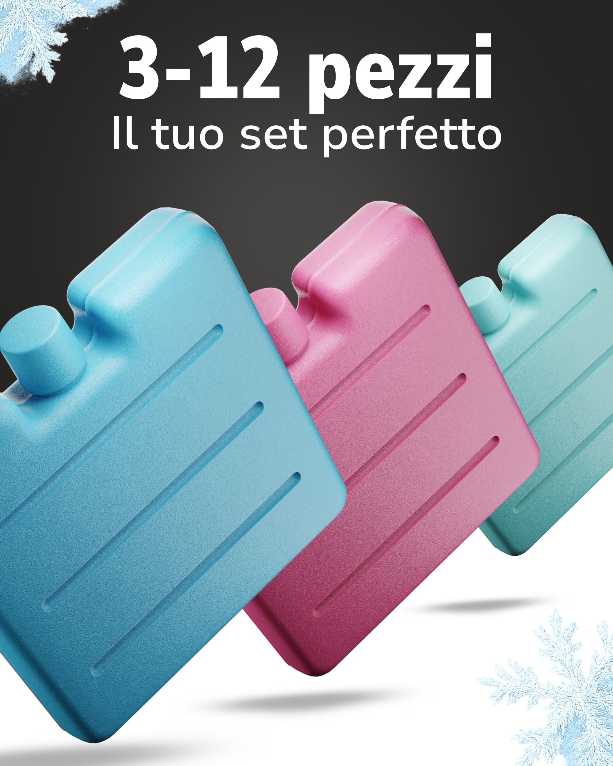 ToCi Piccoli Fresco Batterie in Blu, Rosa e Verde | Mini Fresco-Elementi Riflettenti per la Borsa frigo | Fresco-Batteria per Il Contenitore per Il Pranzo