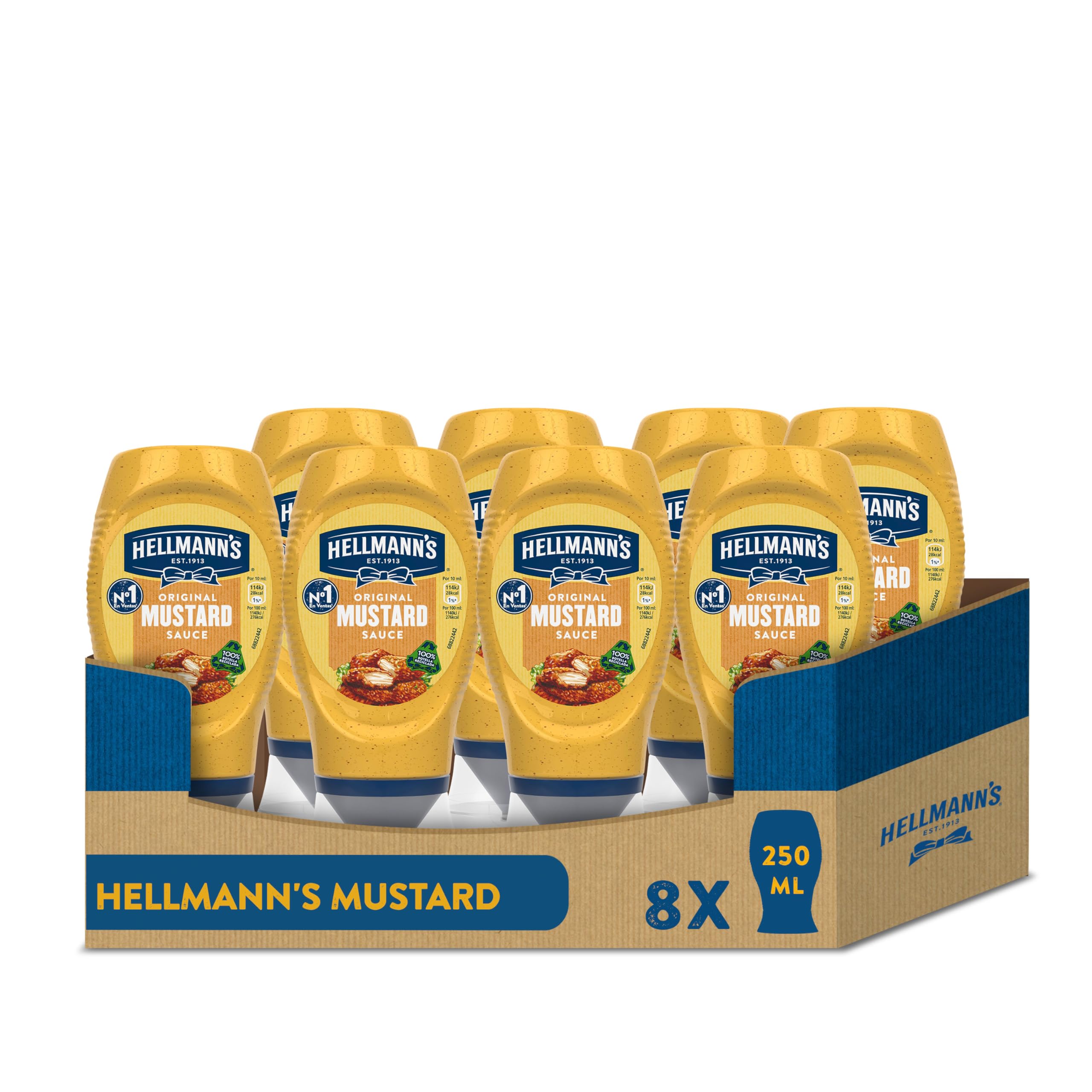 Hellmann's Salsa Mostaza Bocabajo 250ml - Pack de 6